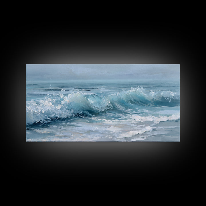Calming Blue Ocean Wave Study Canvas Print, Bathroom Art, Luxury Decor, Bathroom Decor, Fine Art, Spa, Digital Wall Art, BAT-2x1-21