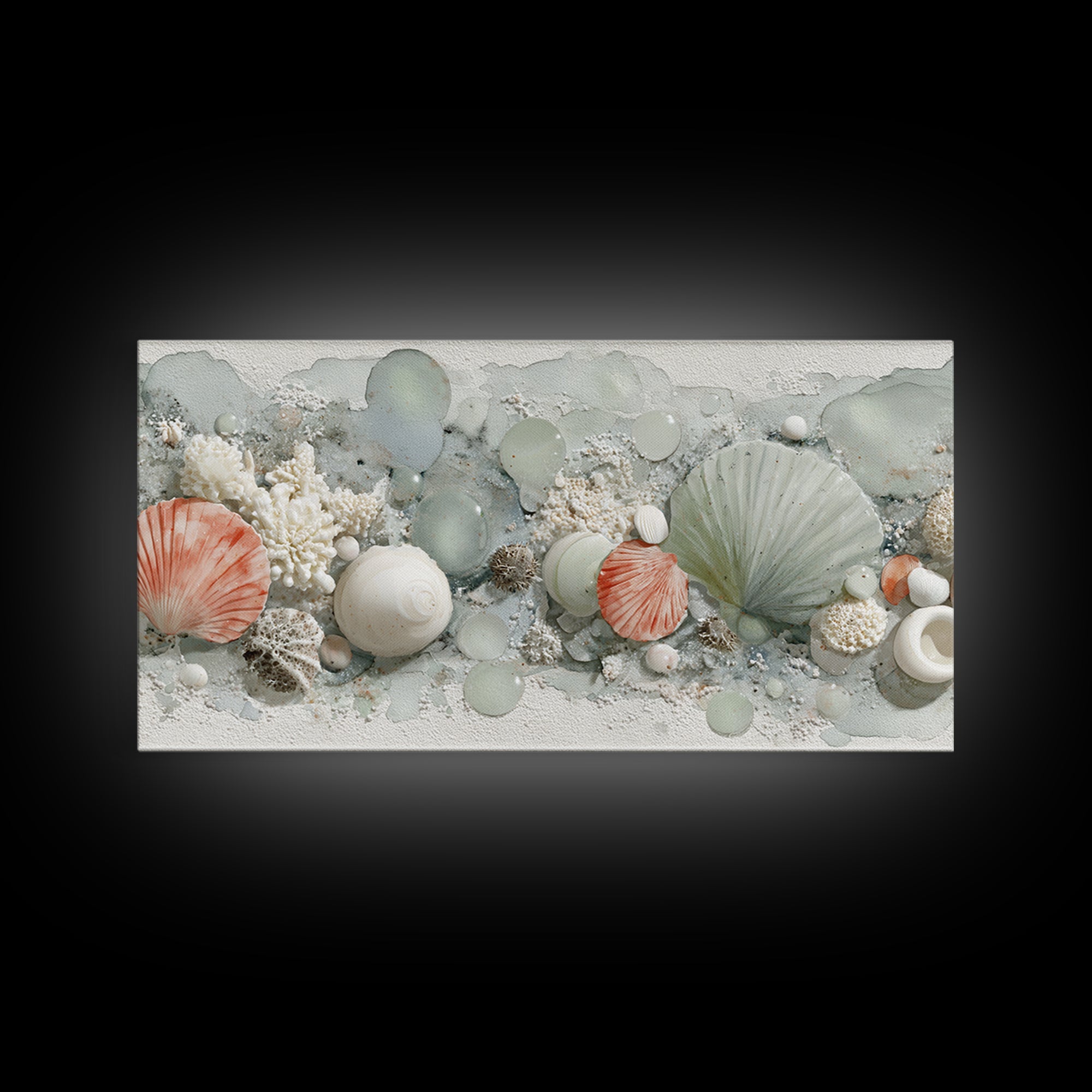 Coral and Shell Arrangement Canvas Print, Bathroom Art, Printable Wall Art, Bathroom Decor, Fine Art, Spa, Bathroom Wall Decor, BAT-2x1-31