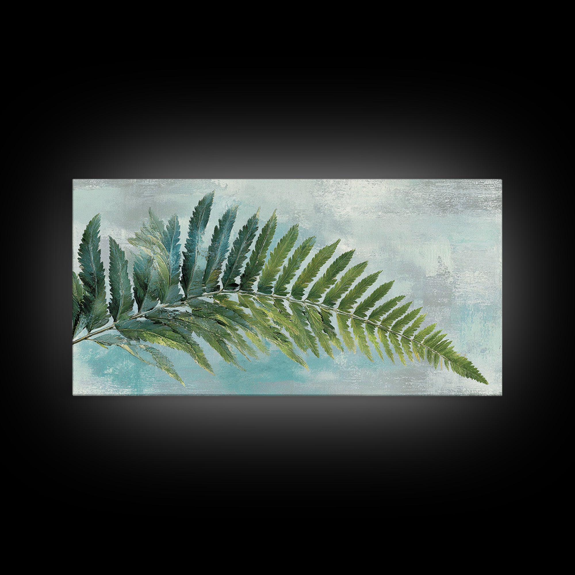 Green Fern Frond Closeup Framed Canvas Print, Bathroom Art, Modern Decor, Bathroom Decor, Fine Art, Spa, Home Decor, Poster, BAT-2x1-6