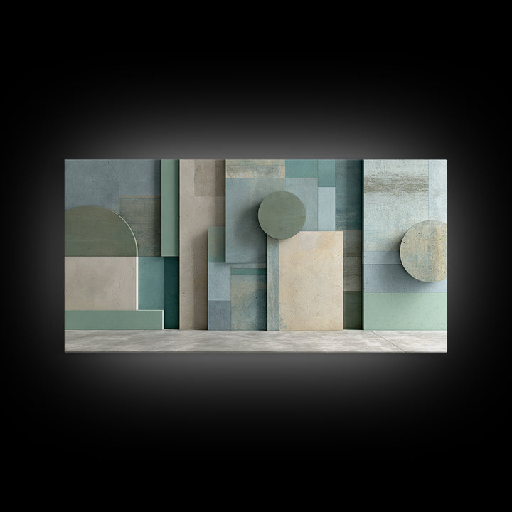 Clean Geometric Forms Framed Canvas Print, Bathroom Art, Minimalist Decor, Bathroom Decor, Fine Art, Spa, Wall Hanging, BAT-2x1-65