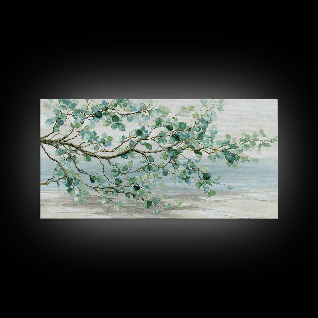 Spa Eucalyptus Branch Canvas Print, Bathroom Art, Minimalist Decor, Bathroom Decor, Oil Painting, Spa, Wall Hanging, BAT-2x1-70