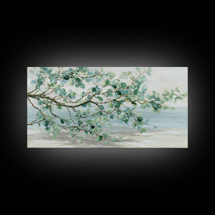 Spa Eucalyptus Branch Canvas Print, Bathroom Art, Minimalist Decor, Bathroom Decor, Oil Painting, Spa, Wall Hanging, BAT-2x1-70