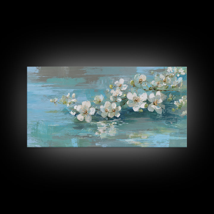 White Orchid on Warm Stone Background Framed Canvas Print, Bathroom Art, Custom Pet Portrait, Bathroom Decor, Fine Art, Spa, BAT-2x1-72