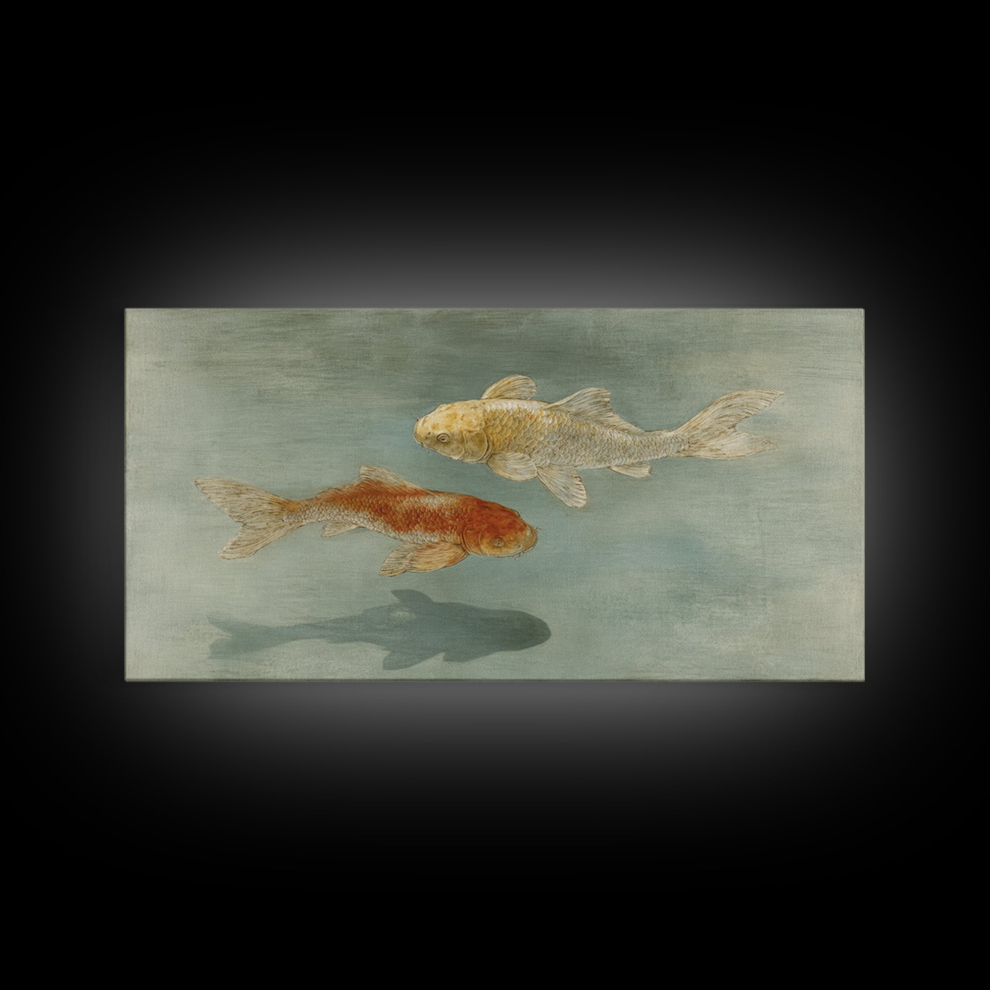 Minimal Koi Fish Swimming Through Clear Water Canvas Print, Bathroom Art, Digital Print, Bathroom Decor, Fine Art, Spa, BAT-2x1-76