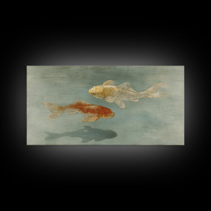 Minimal Koi Fish Swimming Through Clear Water Canvas Print, Bathroom Art, Digital Print, Bathroom Decor, Fine Art, Spa, BAT-2x1-76