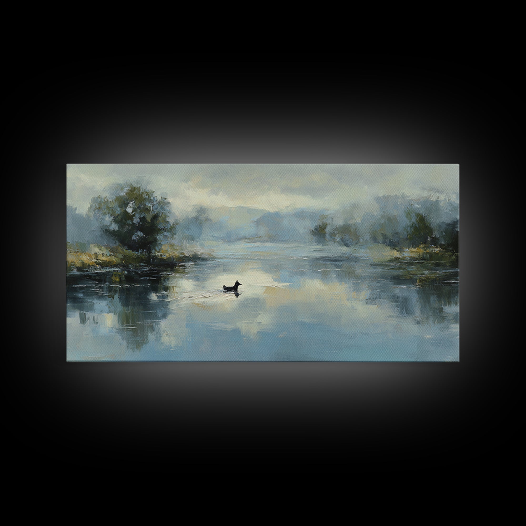 Misty Lake Scene Canvas Print, Bathroom Art, Home Decor, Bathroom Decor, Fine Art, Spa, Canvas Wall Art, Digital Print, BAT-2x1-77