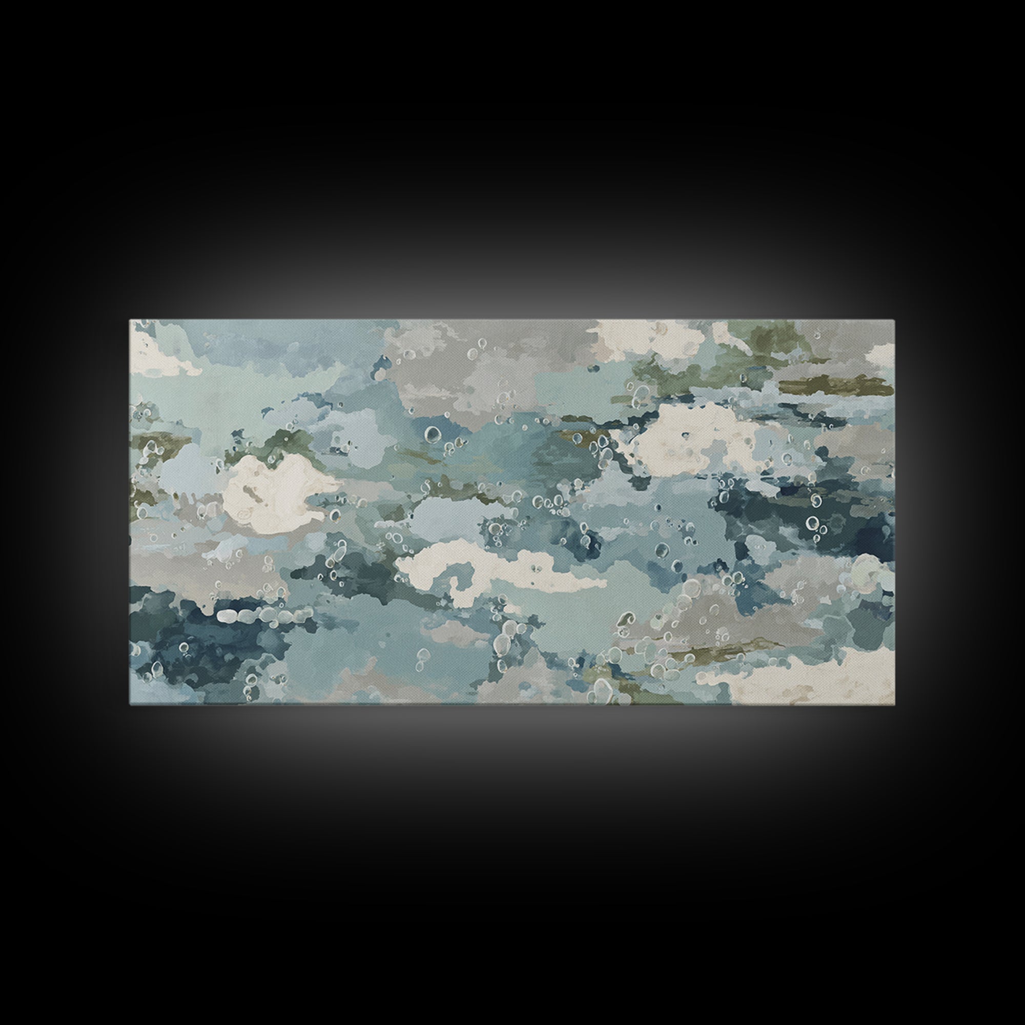 Soft Cloud and Rain Composition Framed Canvas Print, Bathroom Art, Unique Wall Art, Bathroom Decor, Spa, Gallery Decor, BAT-2x1-87