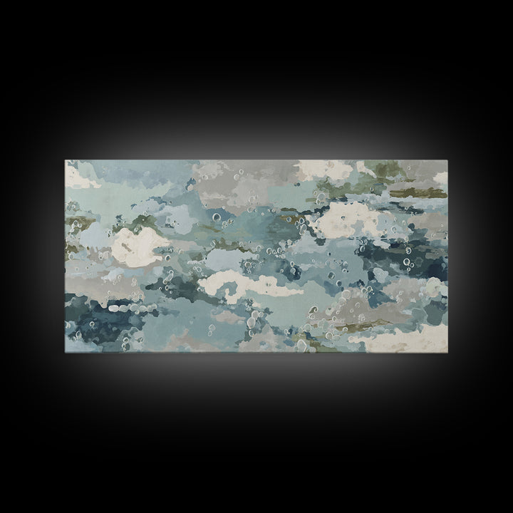 Soft Cloud and Rain Composition Framed Canvas Print, Bathroom Art, Unique Wall Art, Bathroom Decor, Spa, Gallery Decor, BAT-2x1-87