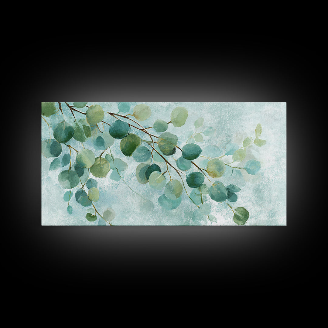 Spa Eucalyptus Branch Canvas Print, Bathroom Art, Minimalist Decor, Bathroom Decor, Oil Painting, Spa, Wall Hanging, BAT-2x1-94