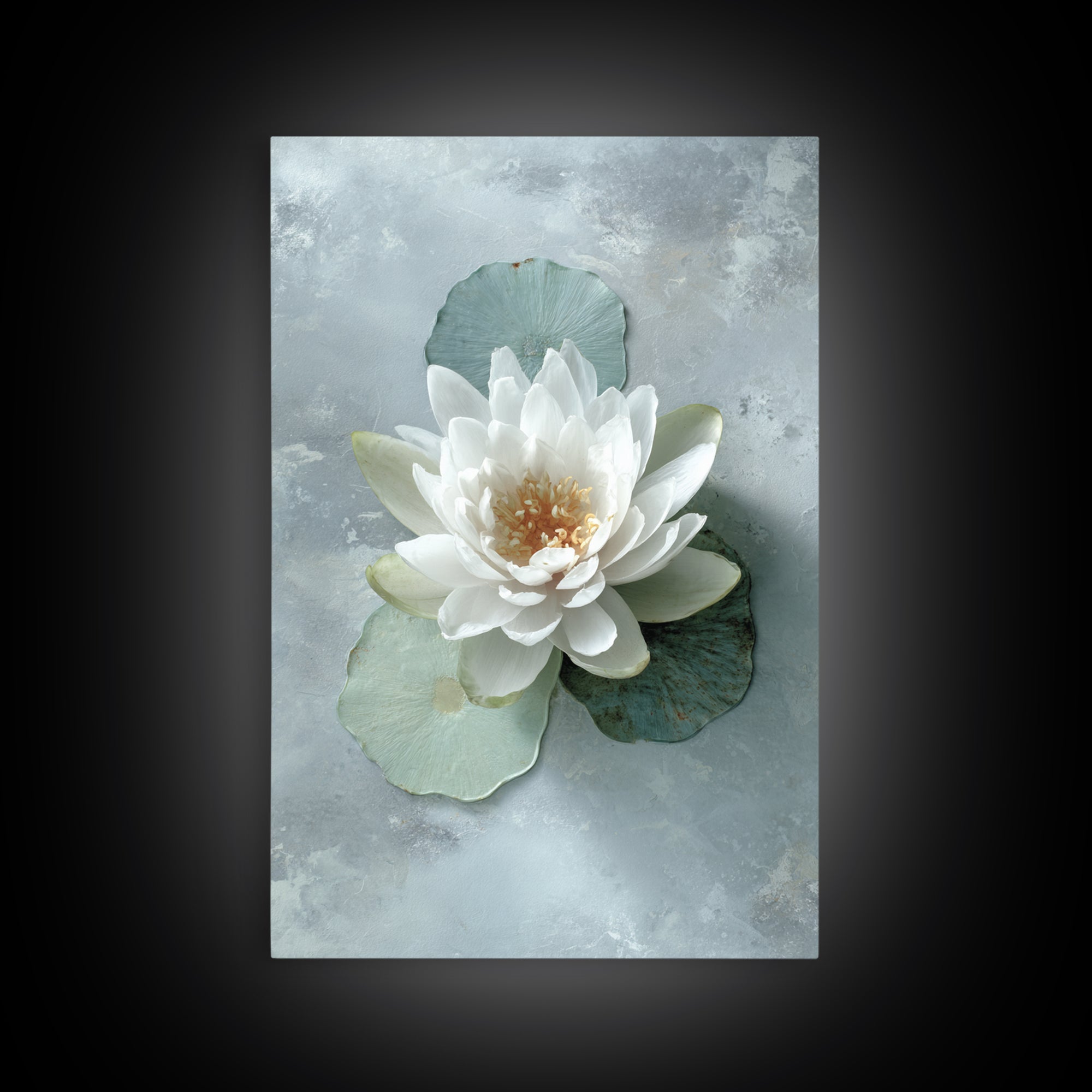 Lotus Flower Floating on Calm Water Framed Canvas Print, Bathroom Art, Trendy Wall Art, Bathroom Decor, Watercolor Art, Spa, BAT-2x3-100