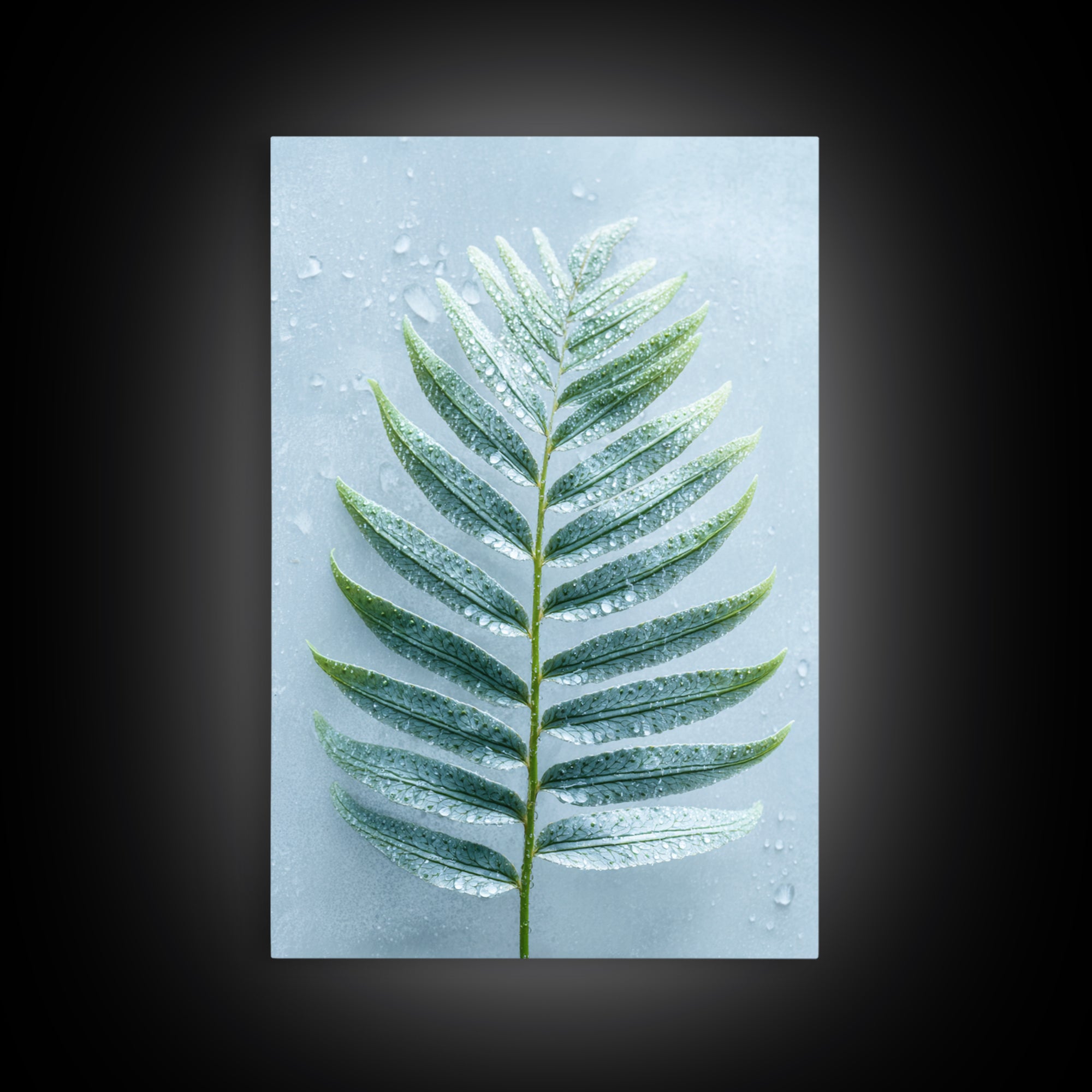 Green Fern Frond Closeup Framed Canvas Print, Bathroom Art, Fine Art Print, Bathroom Decor, Watercolor Art, Spa, Poster, BAT-2x3-18