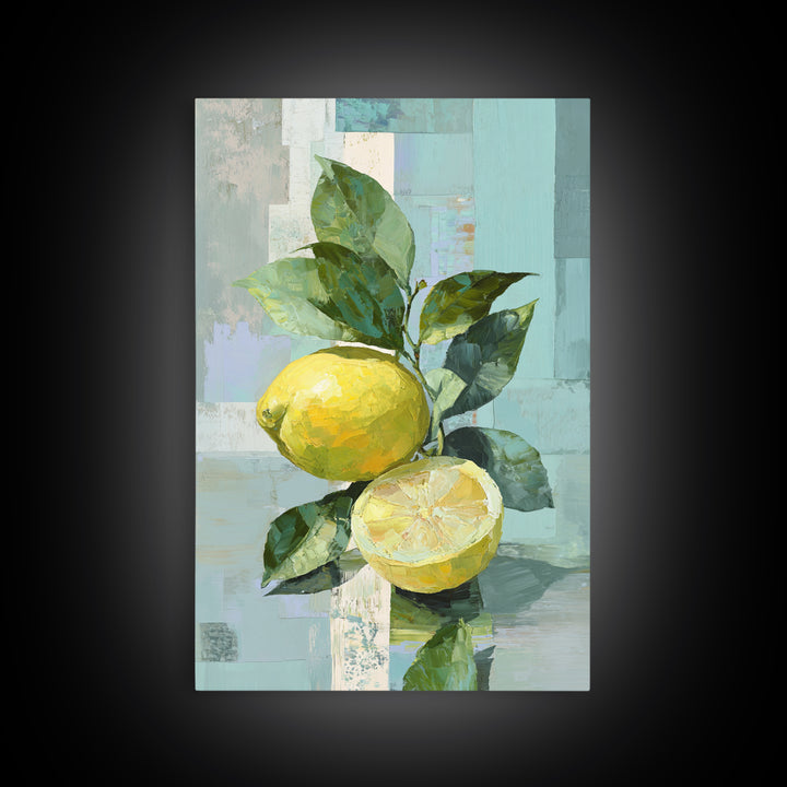 Lemon and Botanical Still Life Framed Canvas Print, Bathroom Art, Art Print, Bathroom Decor, Fine Art, Spa, Custom Pet Portrait, BAT-2x3-38