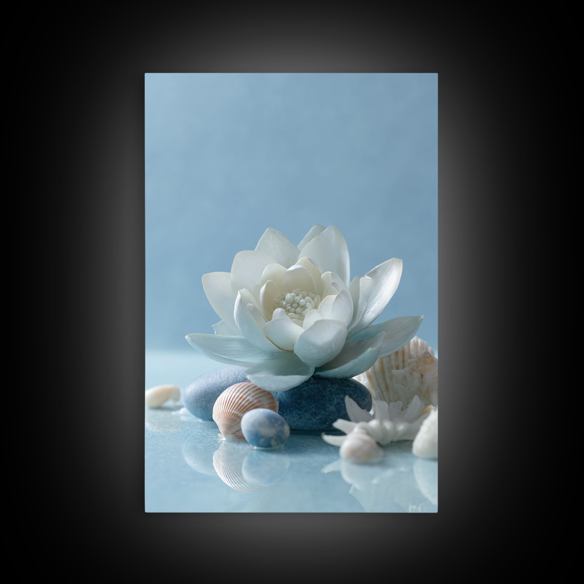 Lotus Flower Floating on Calm Water Framed Canvas Print, Bathroom Art, Funny Bathroom Art, Bathroom Decor, Watercolor Art, Spa, BAT-2x3-4