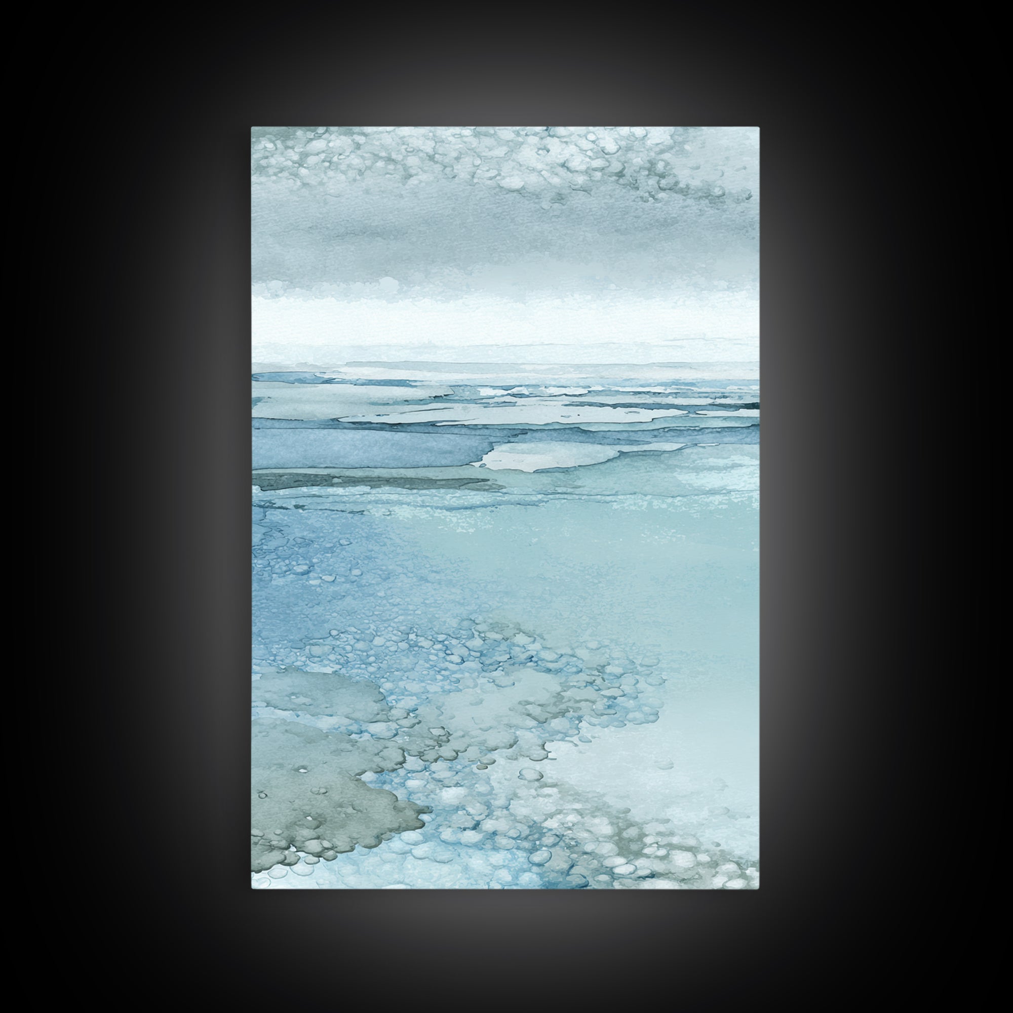 Misty Lake Scene Framed Canvas Print, Bathroom Art, Textured Painting, Bathroom Decor, Fine Art, Spa, Bathroom Wall Art, BAT-2x3-41