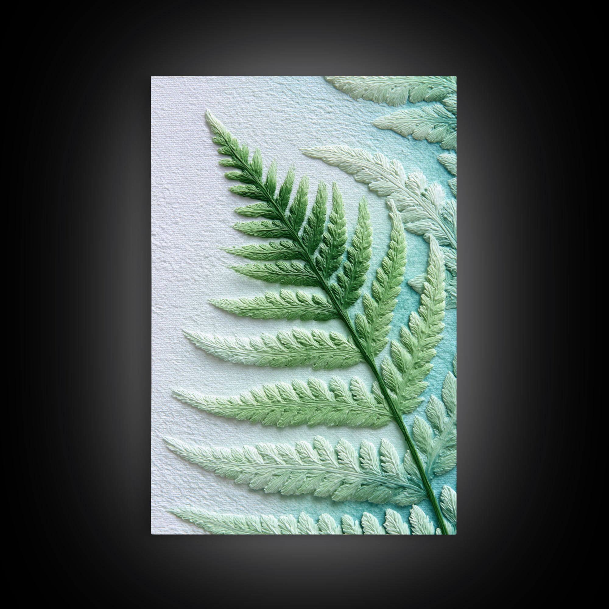 Green Fern Frond Closeup Framed Canvas Print, Bathroom Art, Fine Art Print, Bathroom Decor, Watercolor Art, Spa, Poster, BAT-2x3-42