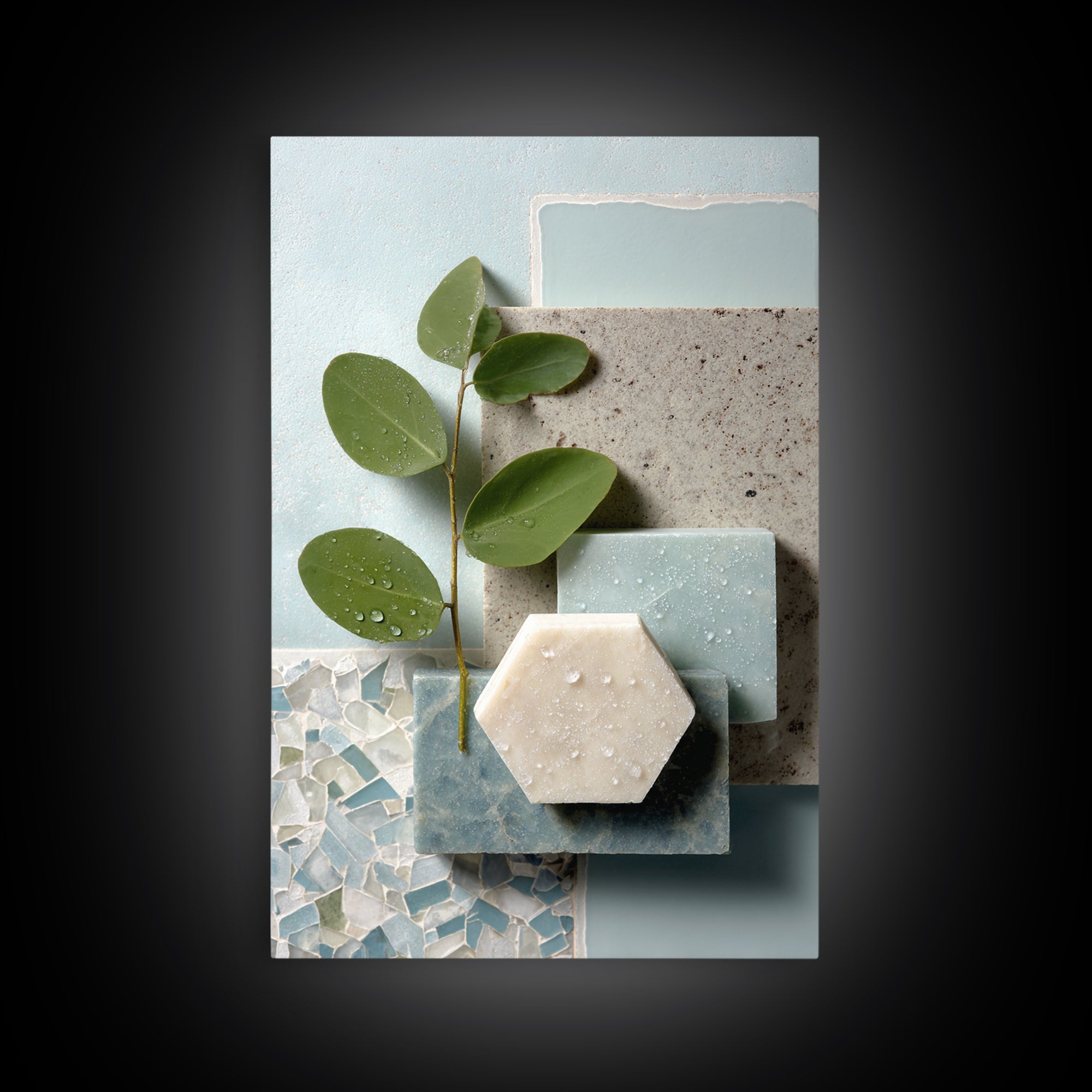 Clean Geometric Forms Framed Canvas Print, Bathroom Art, Contemporary Art, Bathroom Decor, Abstract Art, Spa, Framed Wall Art, BAT-2x3-53