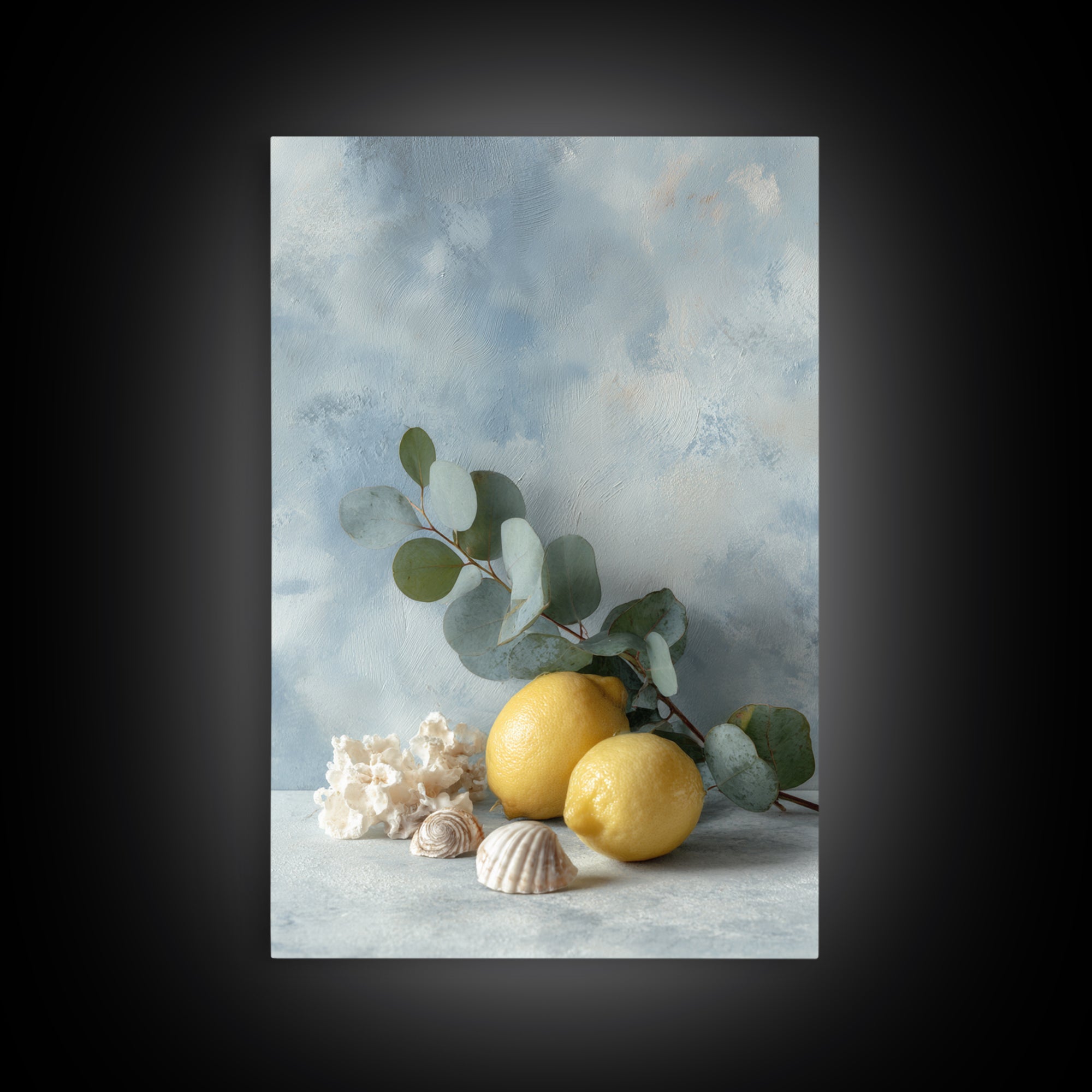 Lemon and Botanical Still Life Canvas Print, Bathroom Art, Wall Art, Bathroom Decor, Spa, Dog Portrait, Canvas Wall Art, BAT-2x3-62