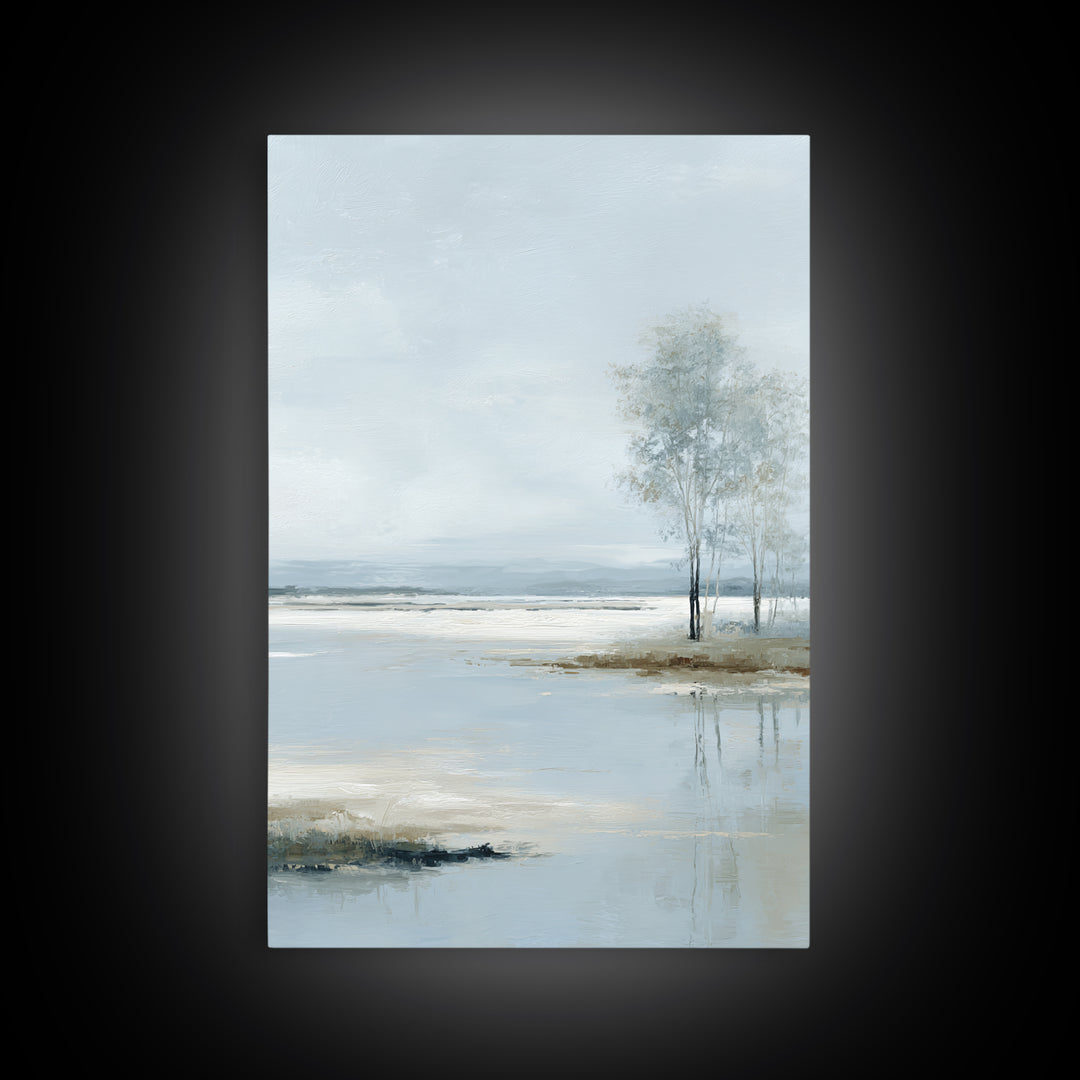 Misty Lake Scene Canvas Print, Bathroom Art, Poster, Bathroom Decor, Oil Painting, Spa, Digital Print, Dopamine Decor, BAT-2x3-65