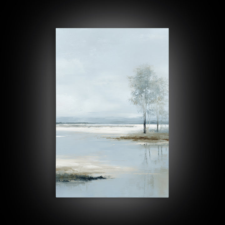 Misty Lake Scene Canvas Print, Bathroom Art, Poster, Bathroom Decor, Oil Painting, Spa, Digital Print, Dopamine Decor, BAT-2x3-65