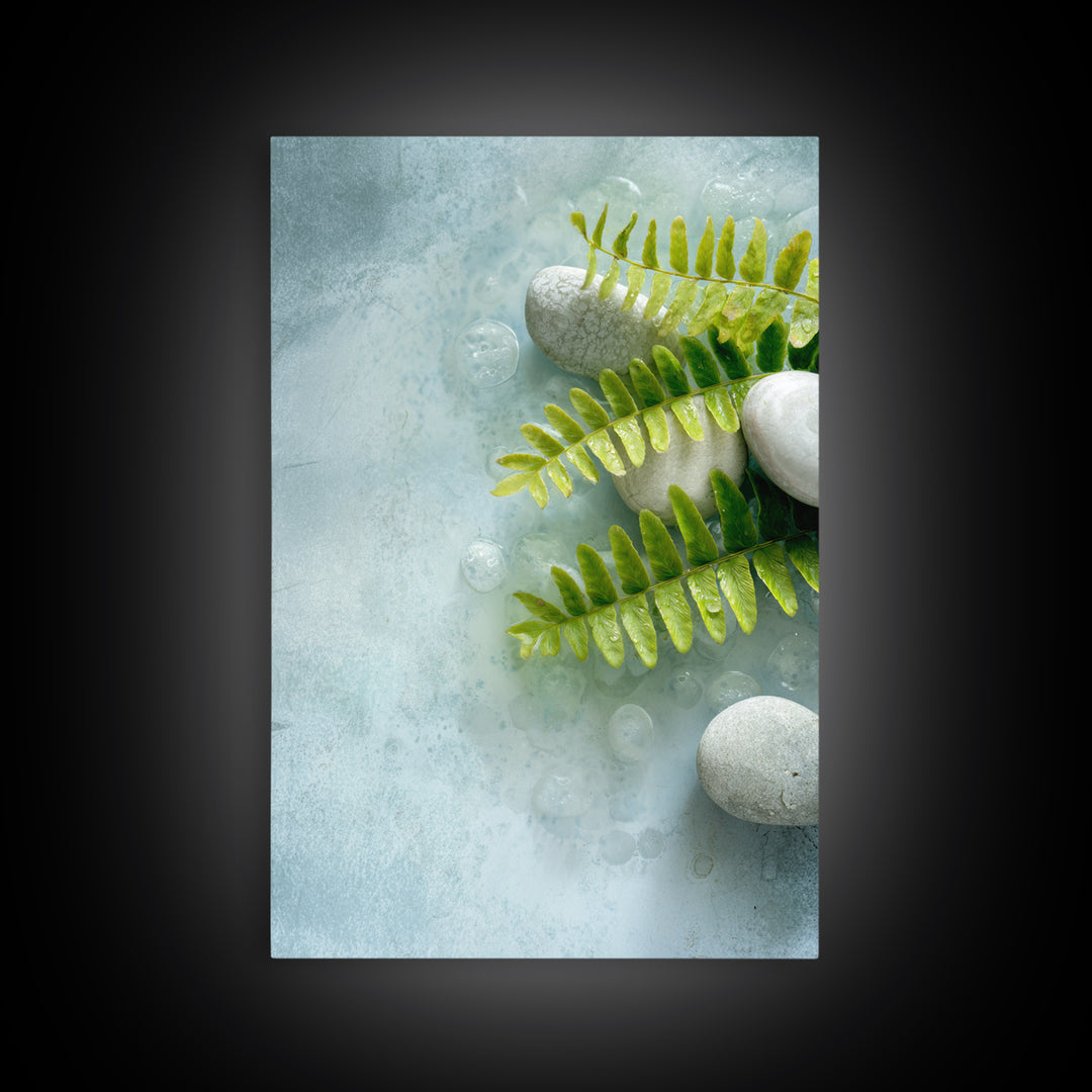Green Fern Frond Closeup Canvas Print, Bathroom Art, Room Decor, Bathroom Decor, Oil Painting, Spa, Custom Pet Portrait, BAT-2x3-66
