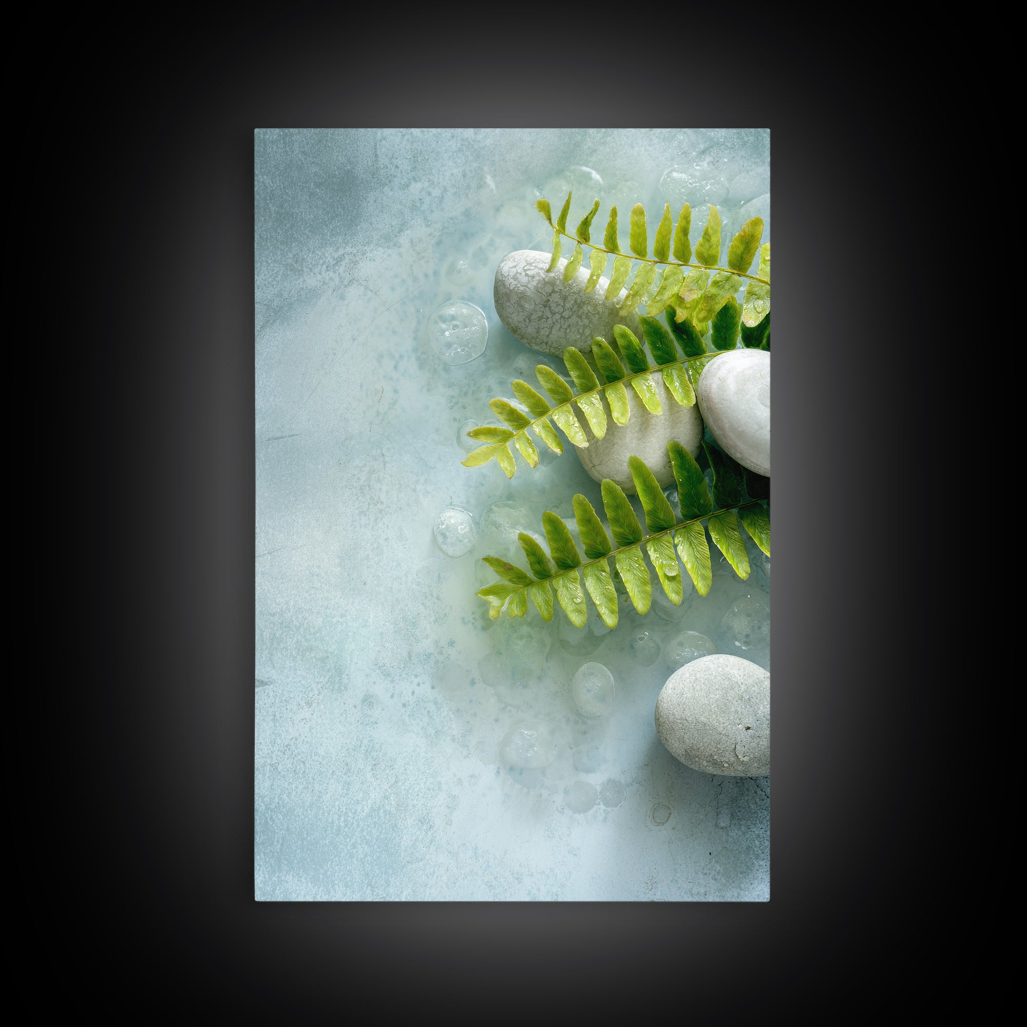 Green Fern Frond Closeup Canvas Print, Bathroom Art, Room Decor, Bathroom Decor, Oil Painting, Spa, Custom Pet Portrait, BAT-2x3-66
