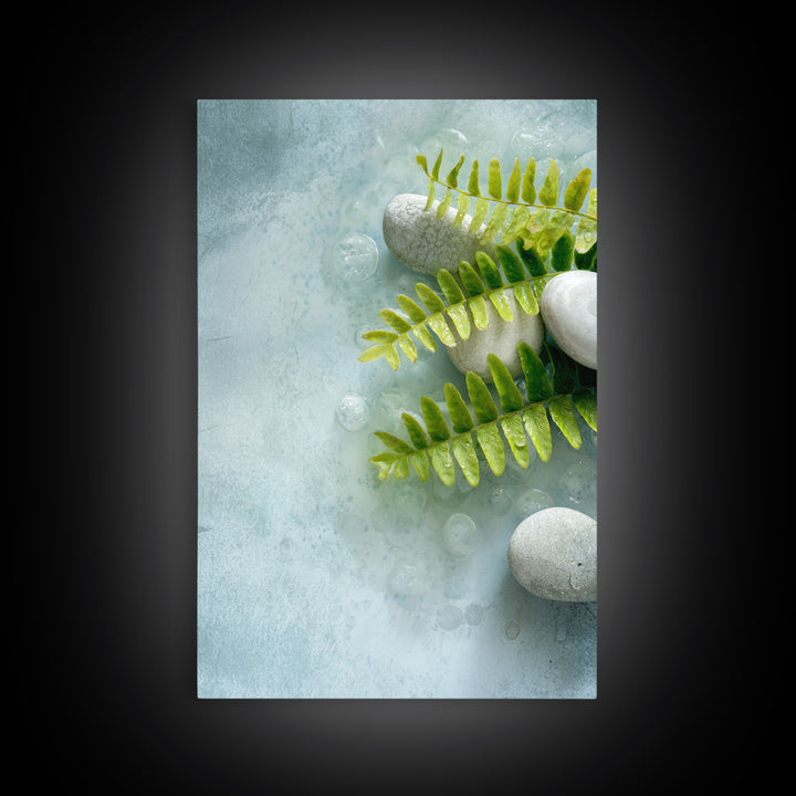 Green Fern Frond Closeup Canvas Print, Bathroom Art, Room Decor, Bathroom Decor, Oil Painting, Spa, Custom Pet Portrait, BAT-2x3-66
