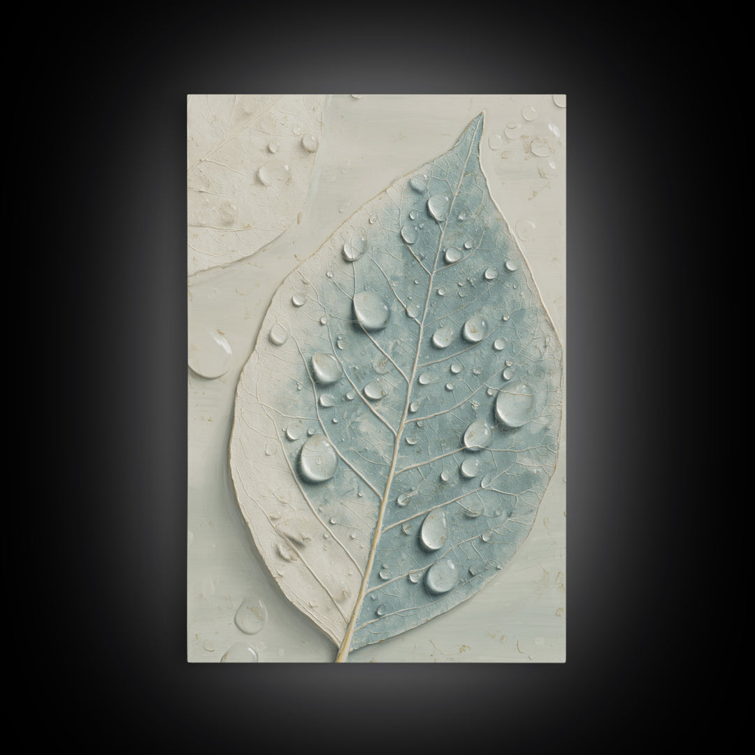 Tropical Leaf Silhouette Canvas Print, Bathroom Art, Textured Painting, Bathroom Decor, Oil Painting, Spa, Bathroom Wall Art, BAT-2x3-70