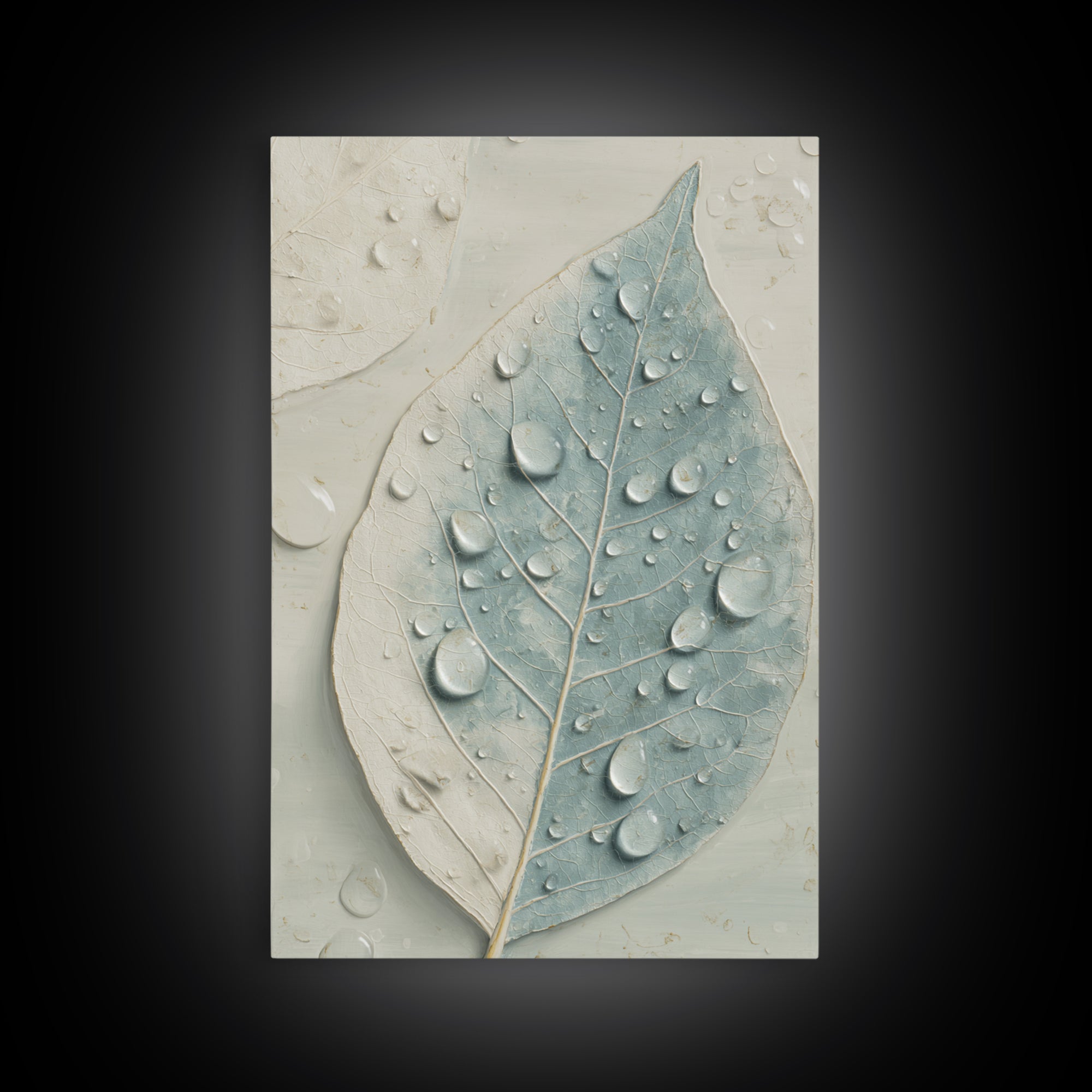 Tropical Leaf Silhouette Canvas Print, Bathroom Art, Textured Painting, Bathroom Decor, Oil Painting, Spa, Bathroom Wall Art, BAT-2x3-70