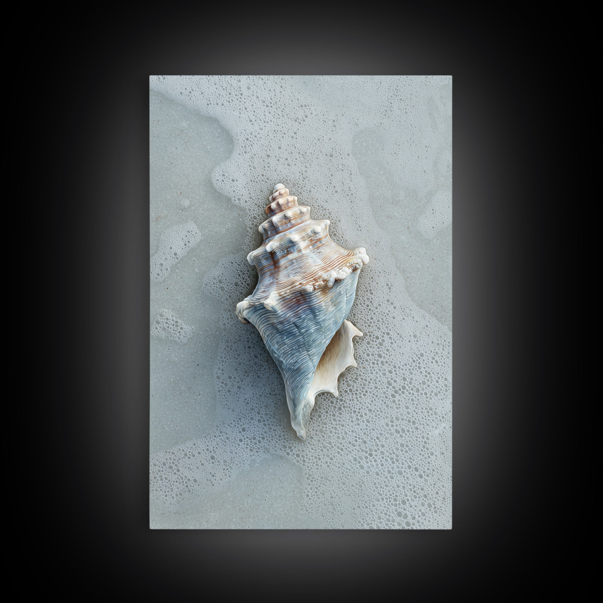 Minimal Seashell Still Life on Pale Sand Framed Canvas Print, Bathroom Art, Digital Art, Bathroom Decor, Abstract Art, Spa, BAT-2x3-83