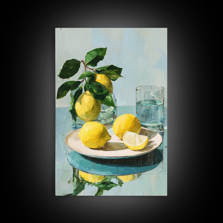 Lemon and Botanical Still Life Canvas Print, Bathroom Art, Wall Art, Bathroom Decor, Spa, Dog Portrait, Canvas Wall Art, BAT-2x3-86