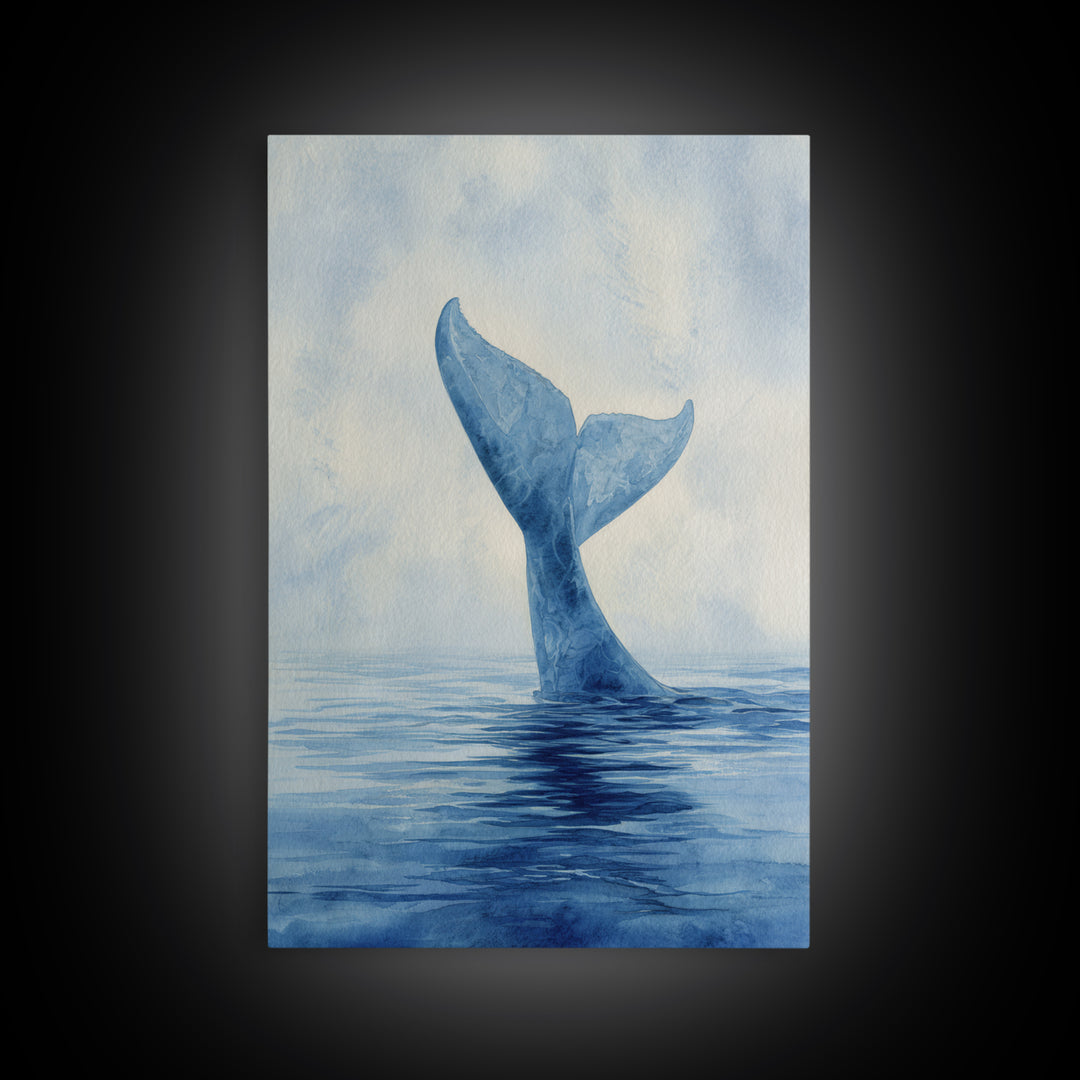 Watercolor Whale Tail Canvas Print, Bathroom Art, Digital Wall Art, Bathroom Decor, Spa, Unique Wall Art, Modern Wall Art, BAT-2x3-95