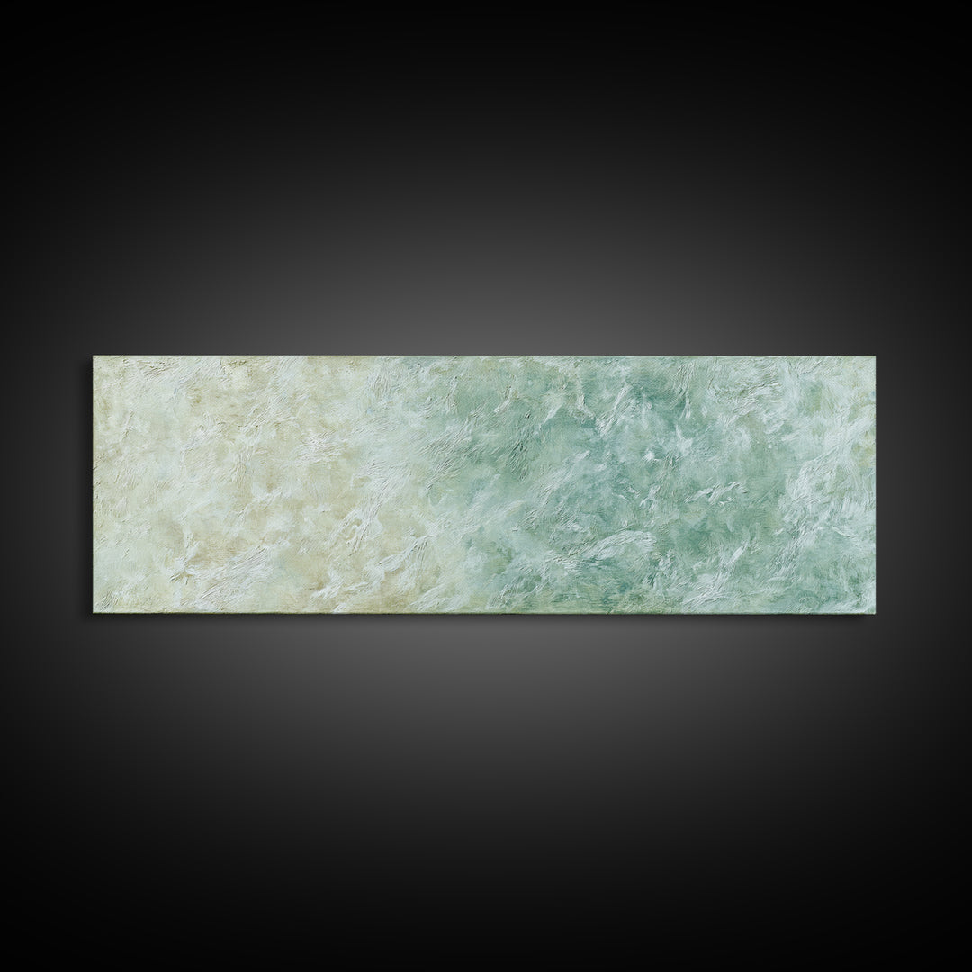 Sunlit Window Plant Shadow on Plaster Framed Canvas Print, Bathroom Art, Textured Painting, Bathroom Decor, Fine Art, Spa, BAT-3x1-10
