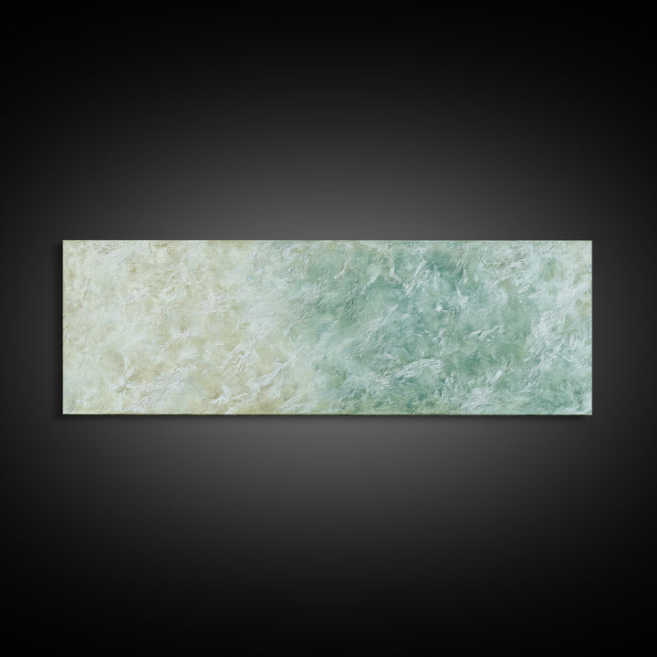 Sunlit Window Plant Shadow on Plaster Framed Canvas Print, Bathroom Art, Textured Painting, Bathroom Decor, Fine Art, Spa, BAT-3x1-10