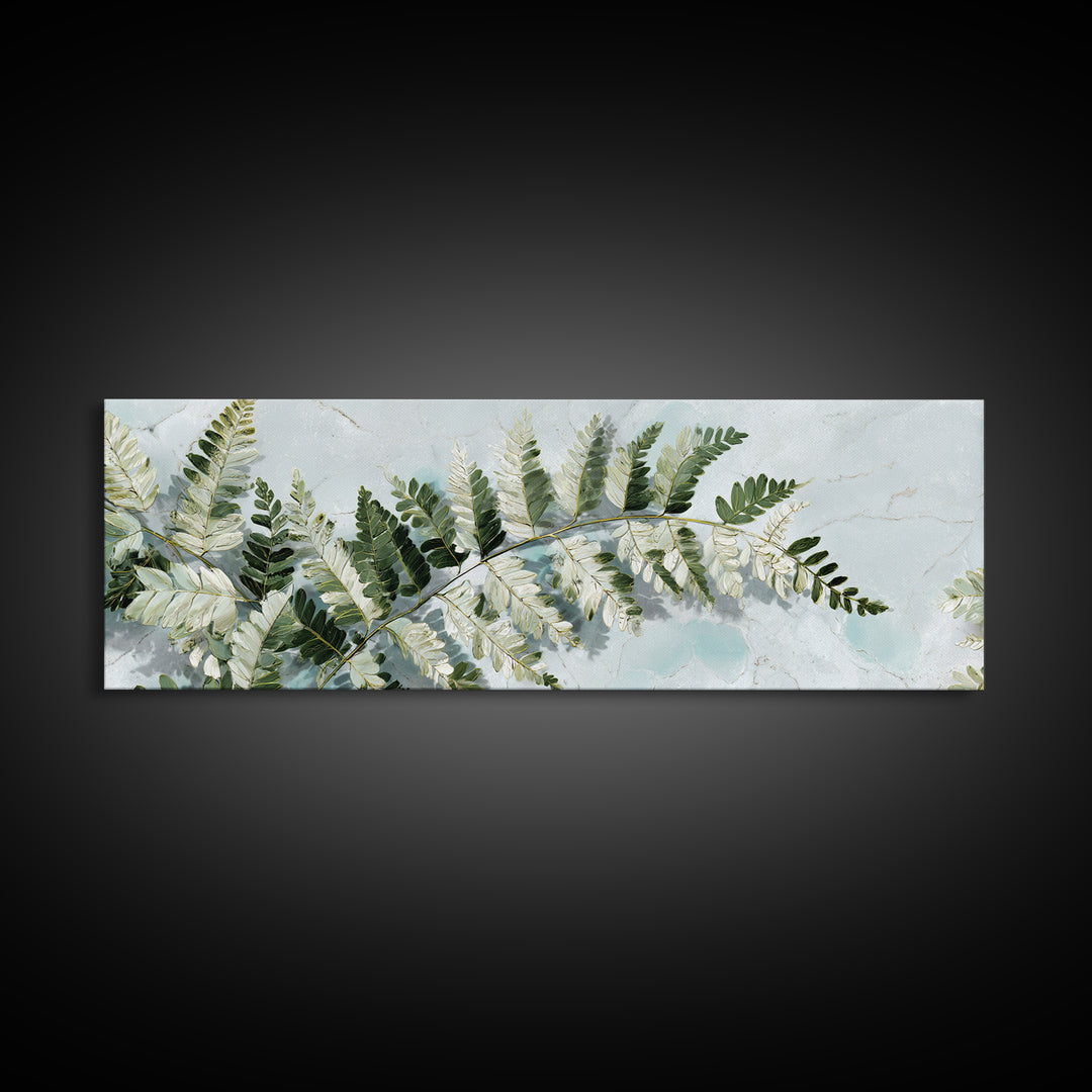 Green Fern Frond Closeup Canvas Print, Bathroom Art, Digital Wall Art, Bathroom Decor, Watercolor Art, Spa, Unique Wall Art, BAT-3x1-26
