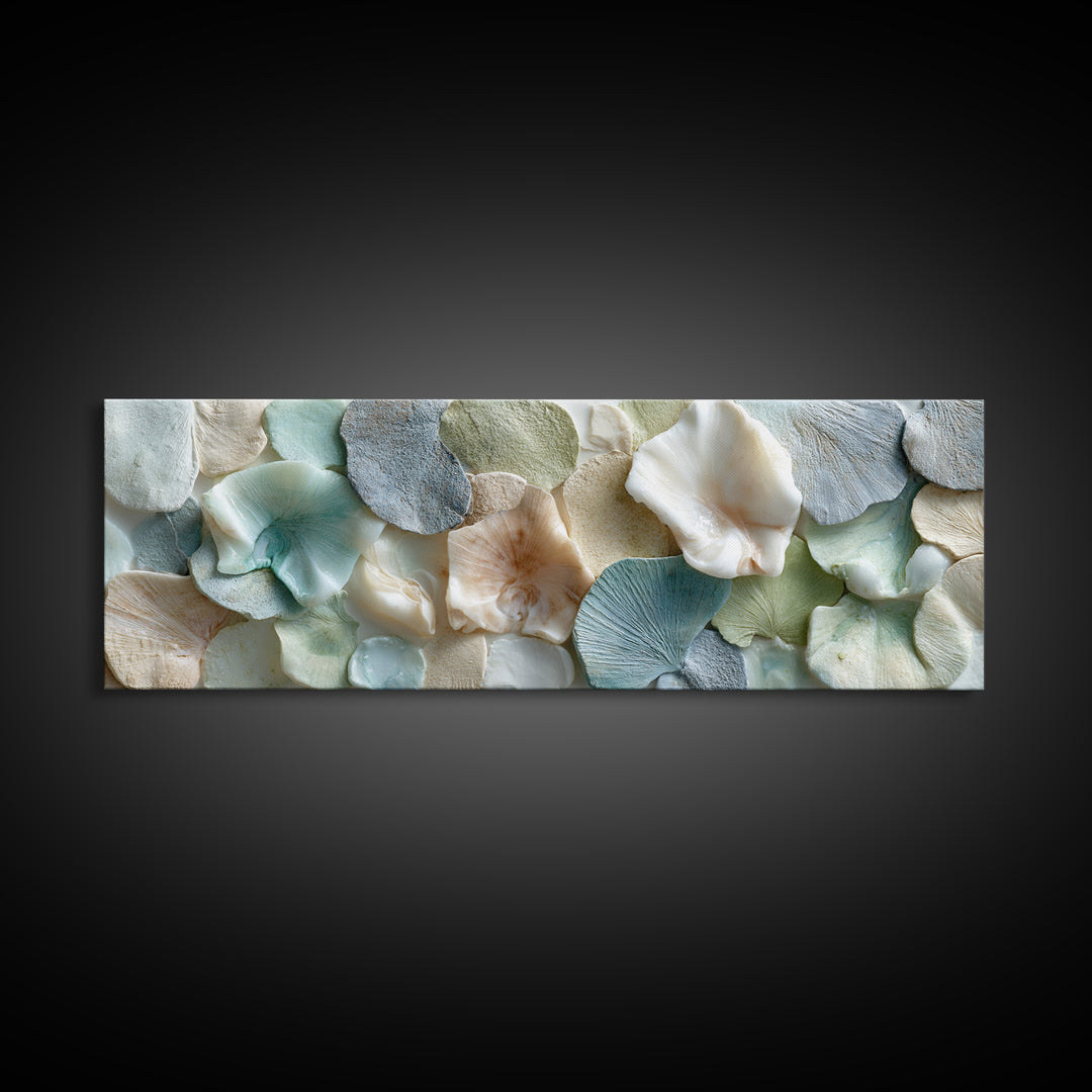 Coral and Shell Arrangement Canvas Print, Bathroom Art, Halloween Art, Bathroom Decor, Fine Art, Spa, Textured Painting, BAT-3x1-3
