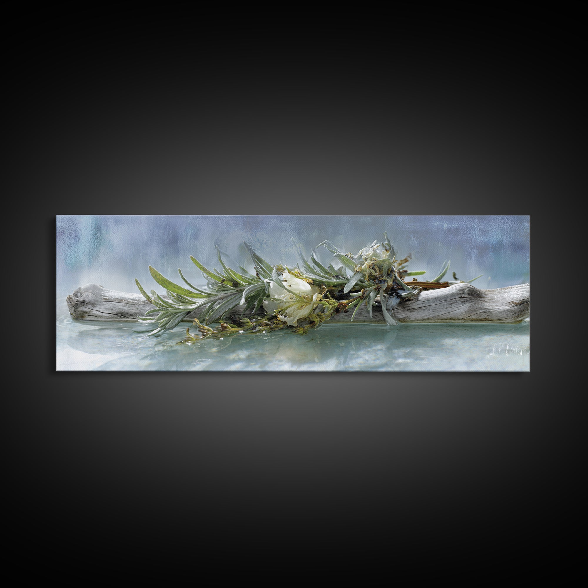 Botanical Bath Herb Arrangement Canvas Print, Bathroom Art, Bathroom Wall Art, Bathroom Decor, Oil Painting, Spa, BAT-3x1-33