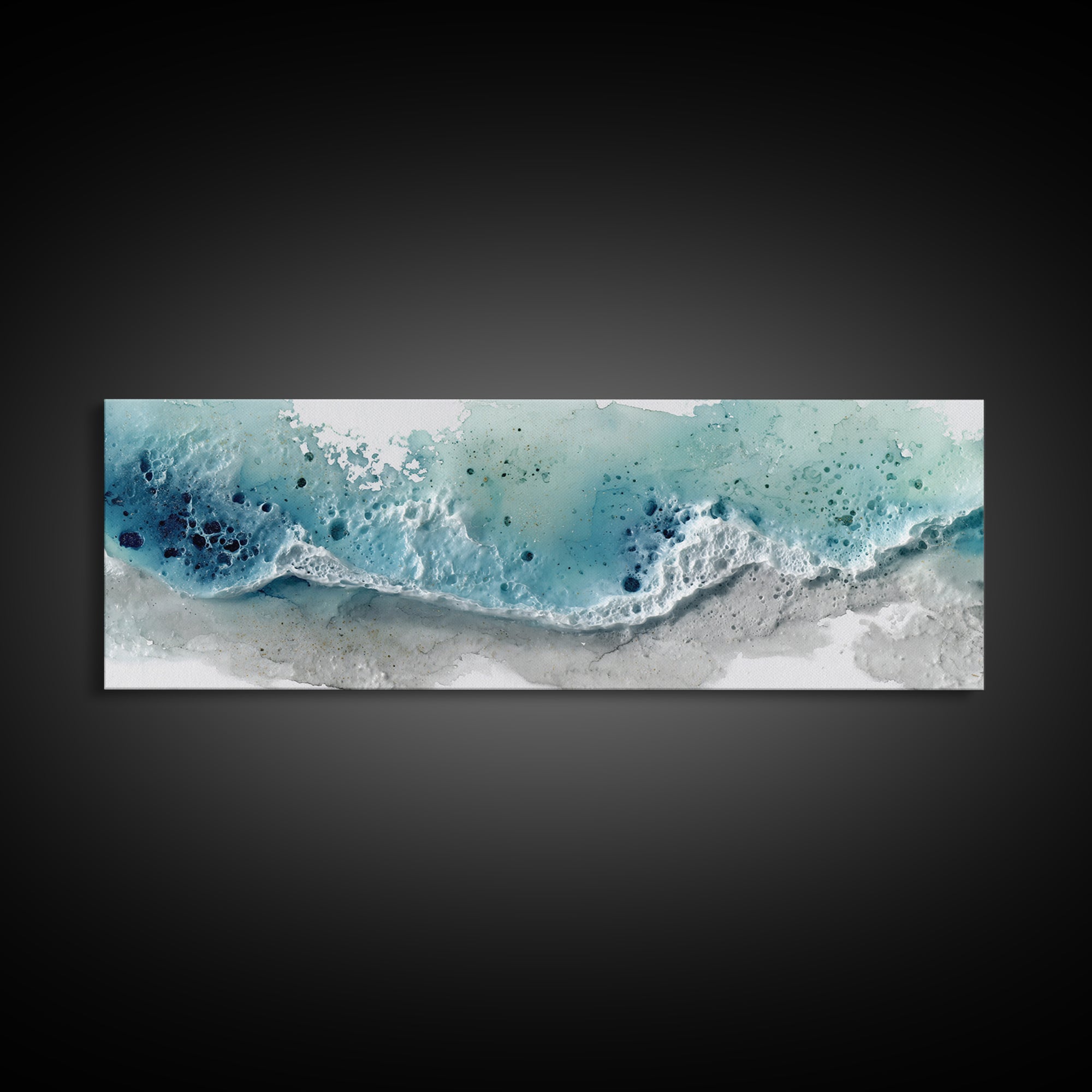 Calming Blue Ocean Wave Study Canvas Print, Bathroom Art, Bathroom Prints, Bathroom Decor, Watercolor Art, Spa, Trendy Wall Art, BAT-3x1-41