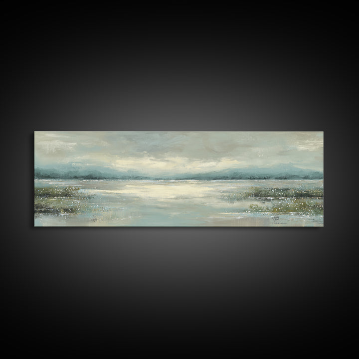 Misty Lake Scene Canvas Print, Bathroom Art, Dog Portrait, Bathroom Decor, Spa, Minimalist Wall Art, Bathroom Wallpaper, BAT-3x1-49