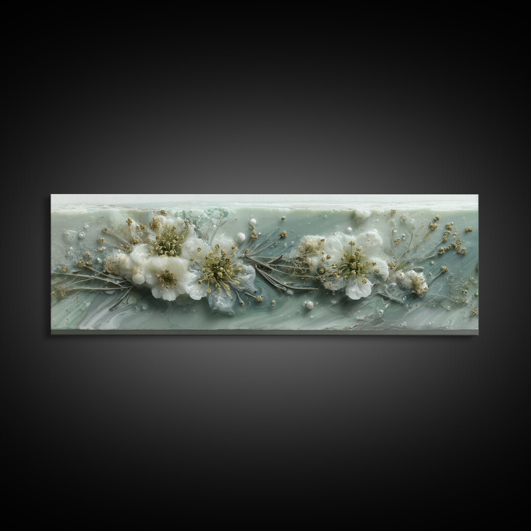 Botanical Bath Herb Arrangement Framed Canvas Print, Bathroom Art, Digital Print, Bathroom Decor, Watercolor Art, Spa, BAT-3x1-57