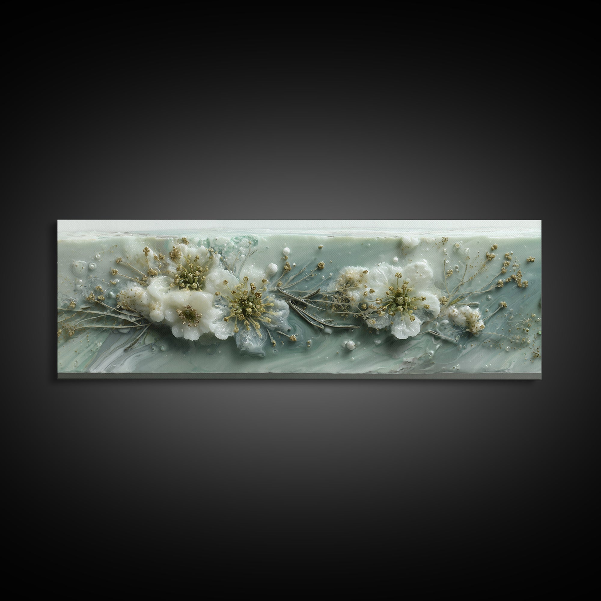 Botanical Bath Herb Arrangement Framed Canvas Print, Bathroom Art, Digital Print, Bathroom Decor, Watercolor Art, Spa, BAT-3x1-57