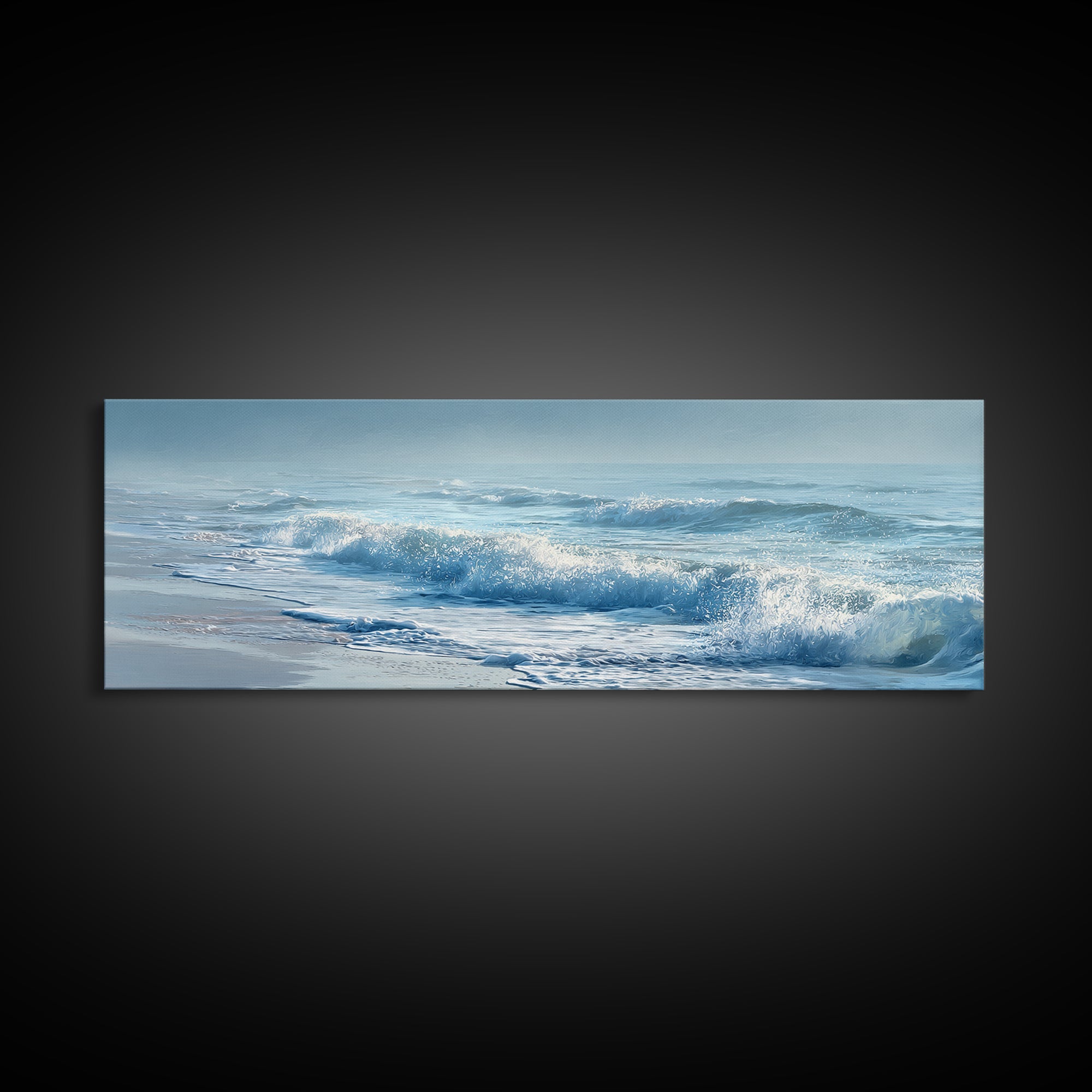 Calming Blue Ocean Wave Study Canvas Print, Bathroom Art, Bathroom Prints, Bathroom Decor, Watercolor Art, Spa, Trendy Wall Art, BAT-3x1-65