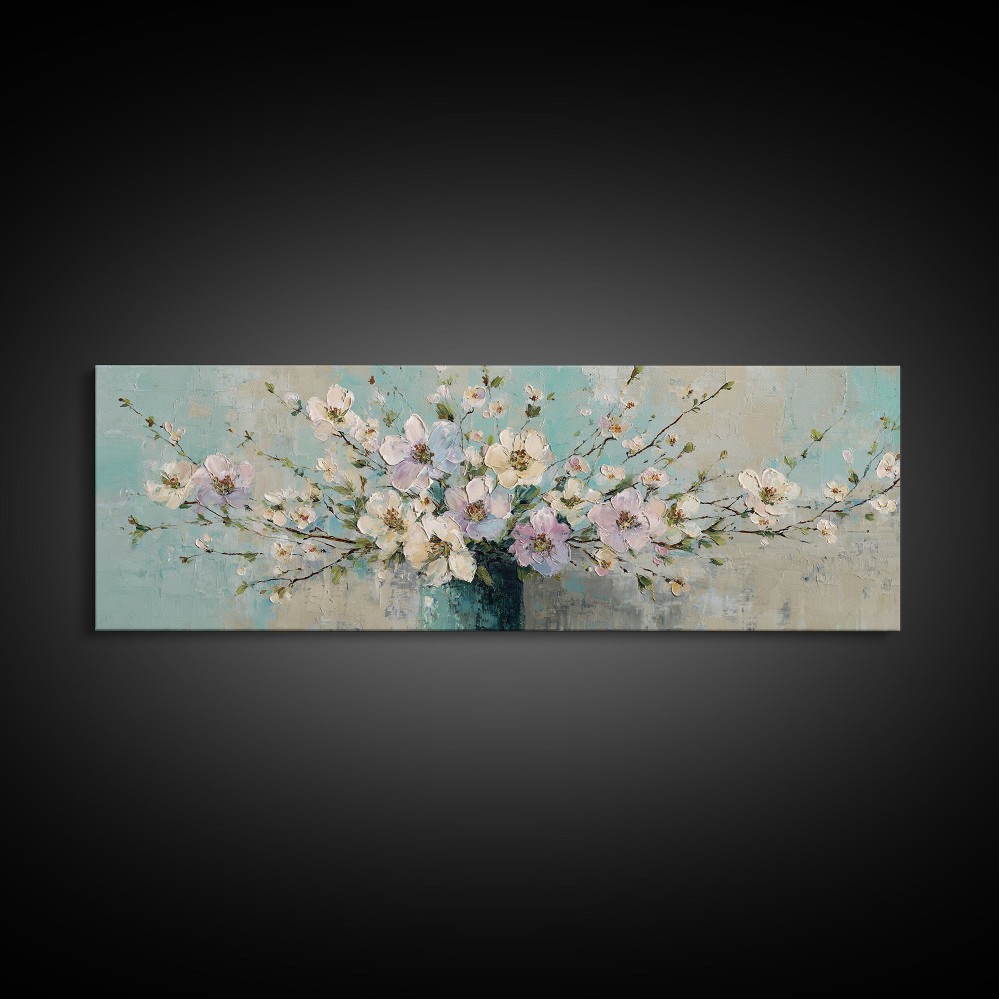 Lavender Sprigs in a Ceramic Vase Canvas Print, Bathroom Art, Contemporary Art, Bathroom Decor, Fine Art, Spa, Framed Wall Art, BAT-3x1-76