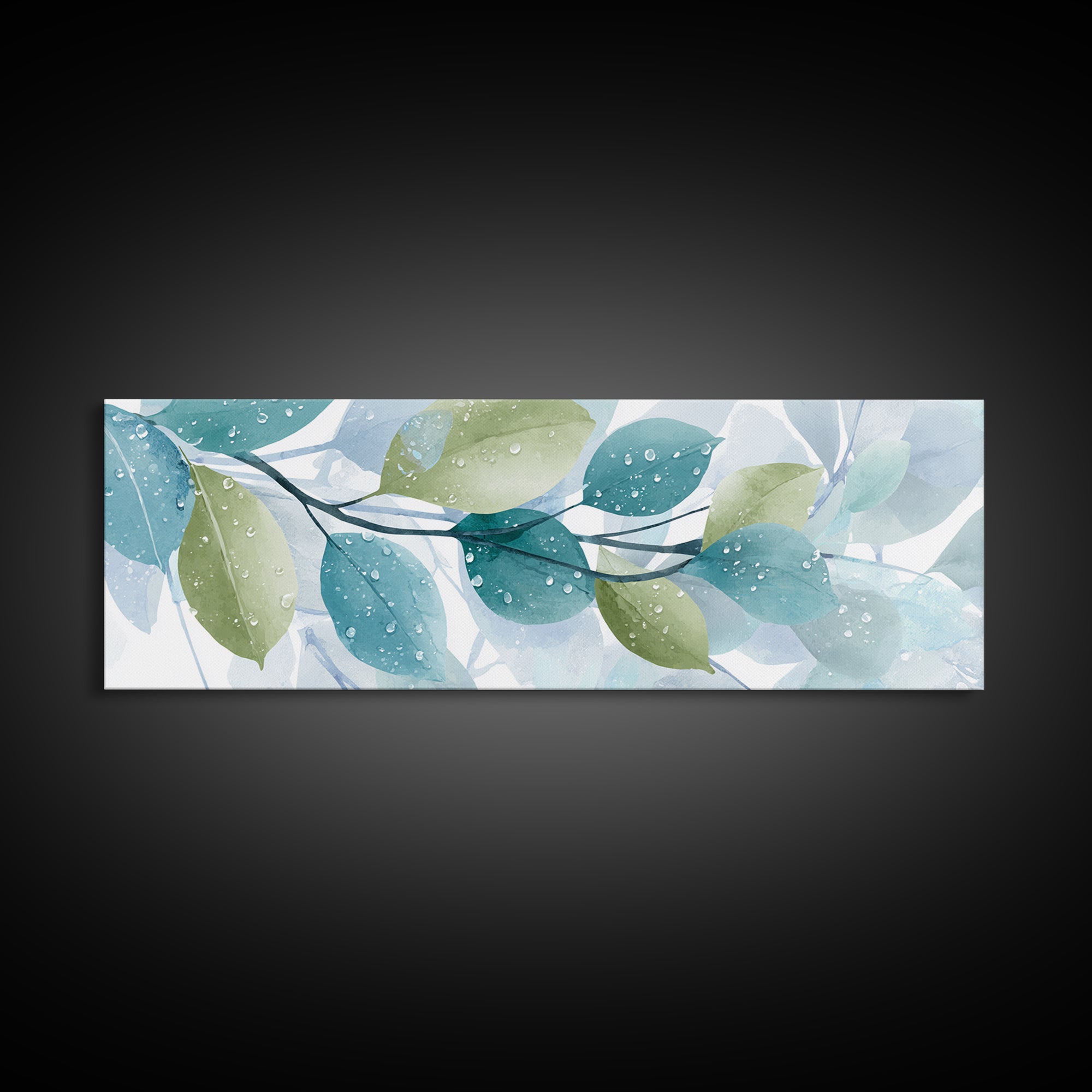 Tropical Leaf Silhouette Canvas Print, Bathroom Art, Textured Painting, Bathroom Decor, Oil Painting, Spa, Bathroom Wall Art, BAT-3x1-78