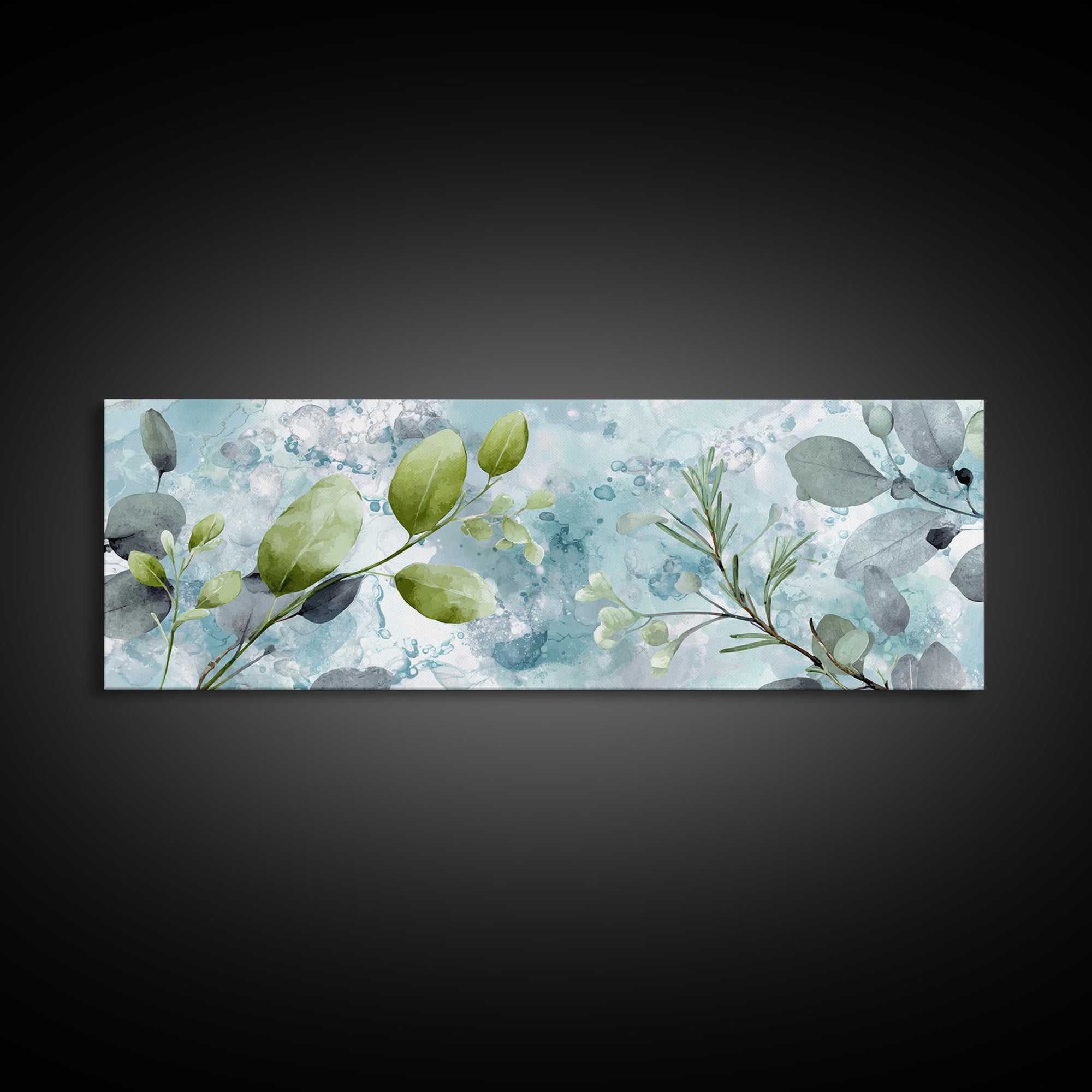 Botanical Bath Herb Arrangement Framed Canvas Print, Bathroom Art, Digital Print, Bathroom Decor, Watercolor Art, Spa, BAT-3x1-81
