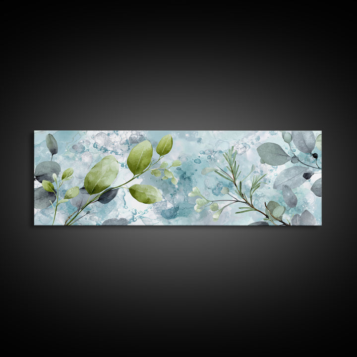 Botanical Bath Herb Arrangement Framed Canvas Print, Bathroom Art, Digital Print, Bathroom Decor, Watercolor Art, Spa, BAT-3x1-81