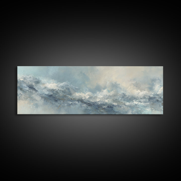 Soft Cloud and Rain Composition Canvas Print, Bathroom Art, Poster, Bathroom Decor, Fine Art, Spa, Dopamine Decor, BAT-3x1-83