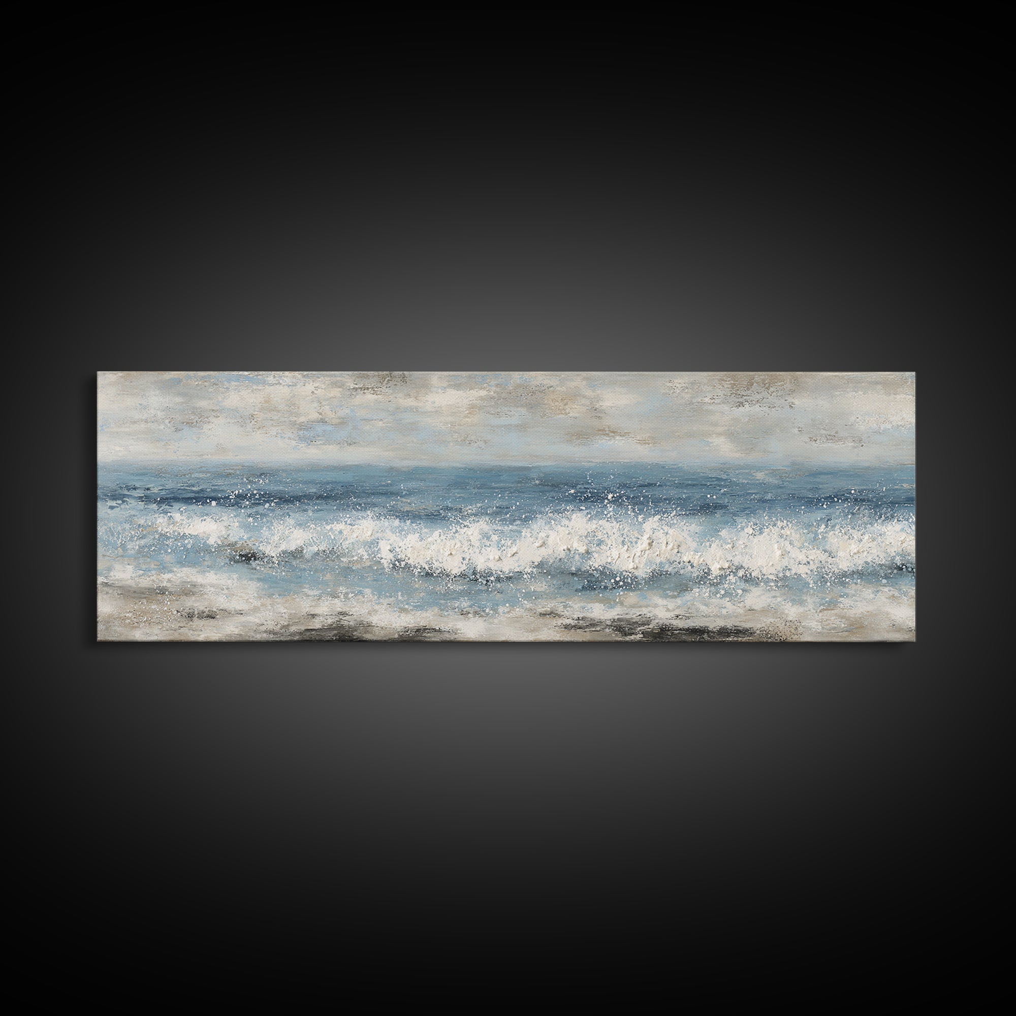 Calming Blue Ocean Wave Study Framed Canvas Print, Bathroom Art, Bathroom Accessories, Bathroom Decor, Fine Art, Spa, BAT-3x1-89
