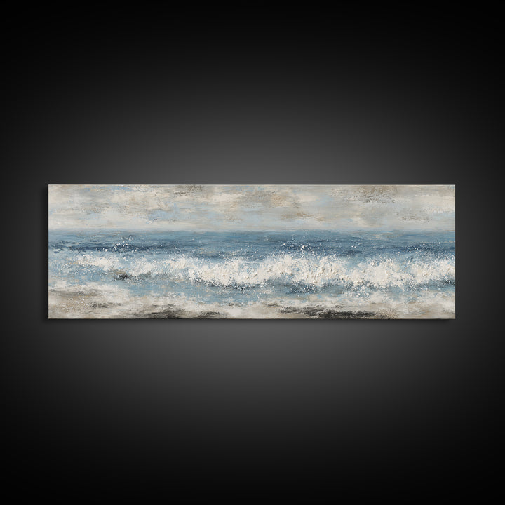Calming Blue Ocean Wave Study Framed Canvas Print, Bathroom Art, Bathroom Accessories, Bathroom Decor, Fine Art, Spa, BAT-3x1-89