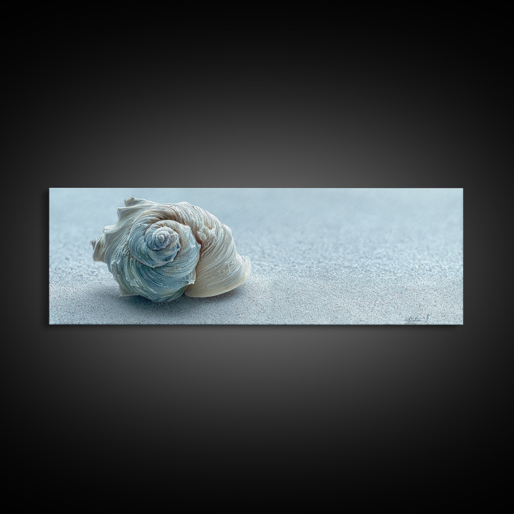 Minimal Seashell Still Life on Pale Sand Canvas Print, Bathroom Art, Bathroom Print, Bathroom Decor, Fine Art, Spa, BAT-3x1-91