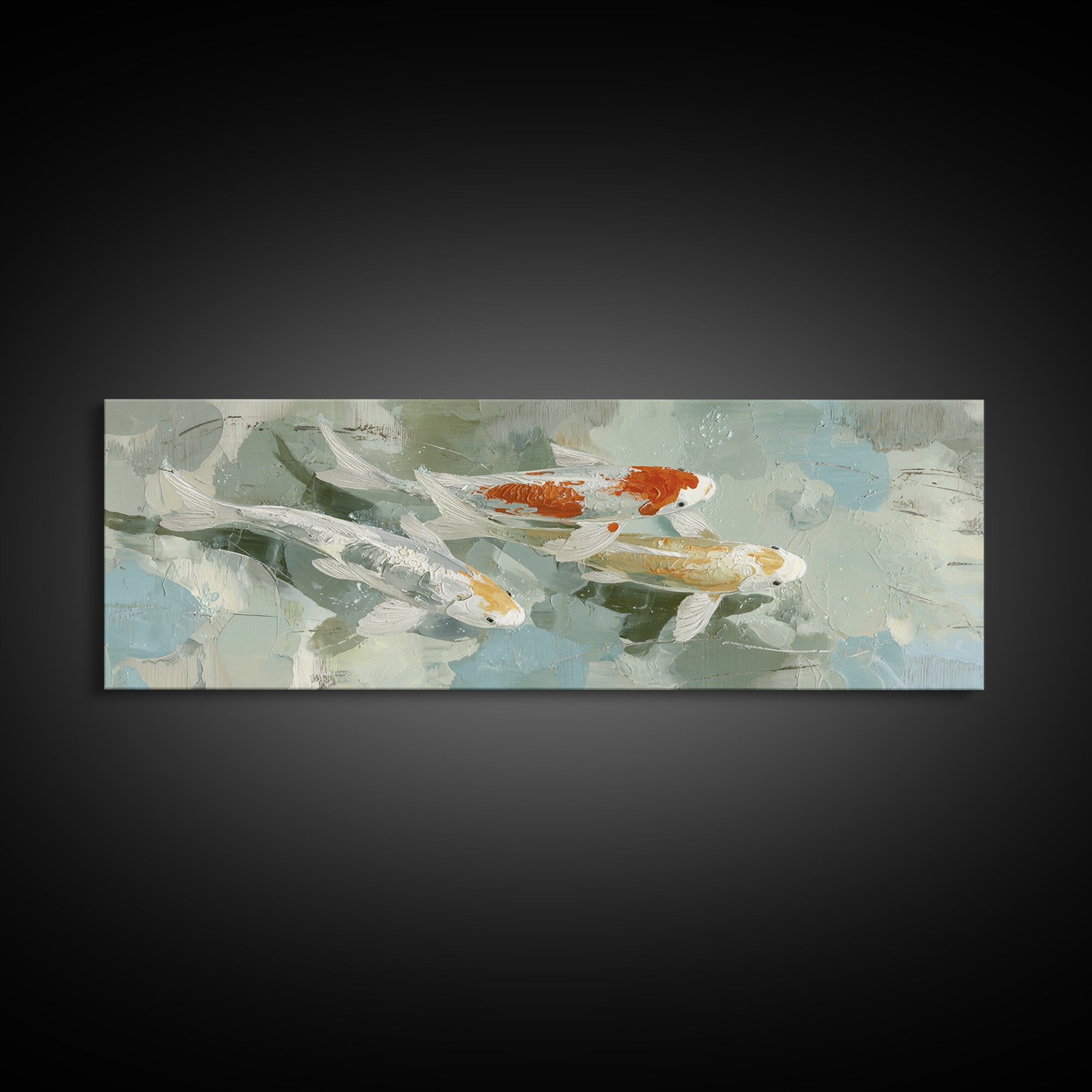 Minimal Koi Fish Swimming Through Clear Water Canvas Print, Bathroom Art, Bathroom Art Decor, Bathroom Decor, Fine Art, Spa, BAT-3x1-96